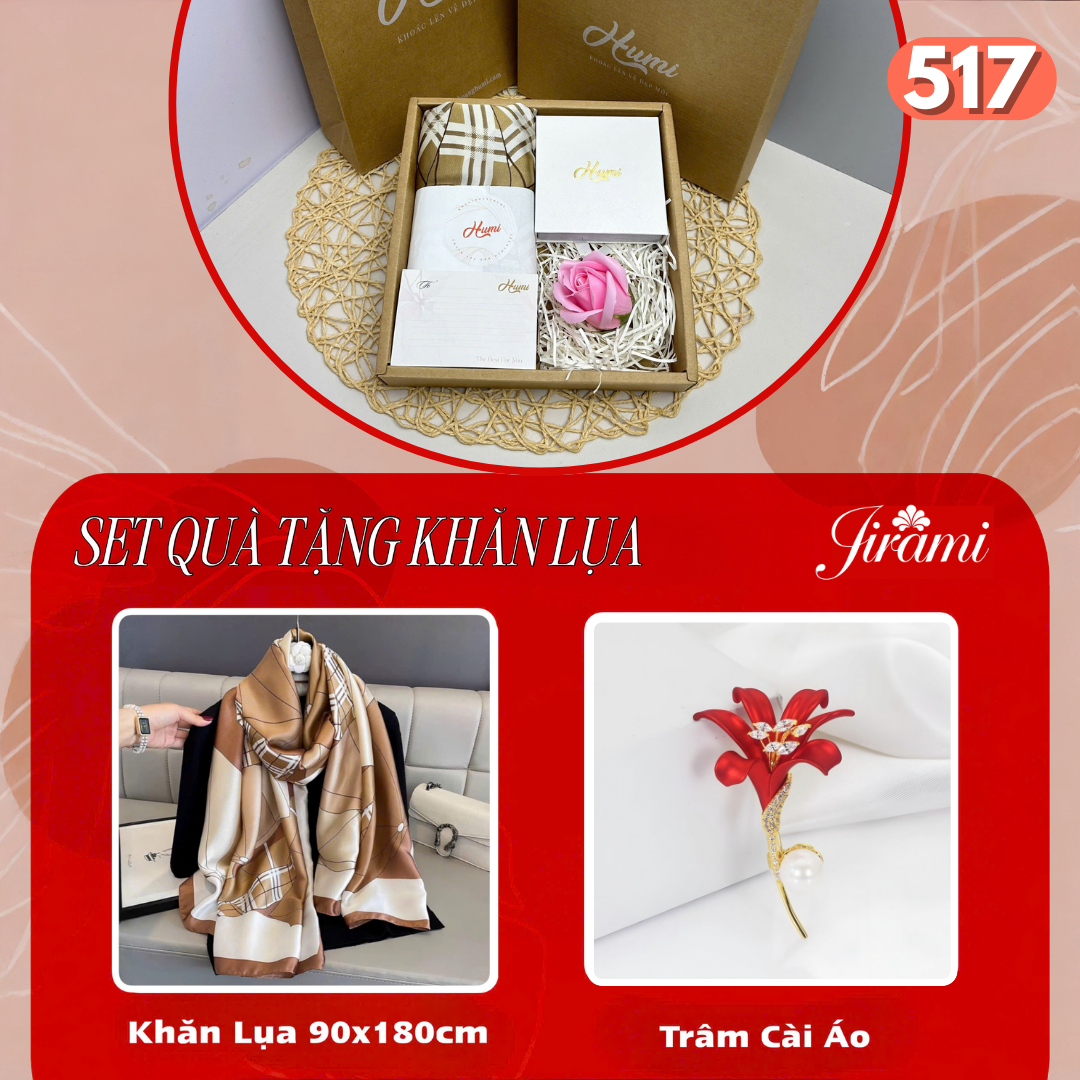 BỘ QUÀ TẶNG KHĂN LỤA + TRÂM CÀI (SQ-517)