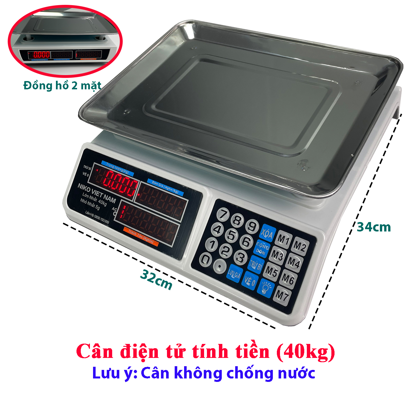 Cân Điện Tử Tính Tiền 40KG – 2 Màn Hình Trước Và Sau_thumbnail_5