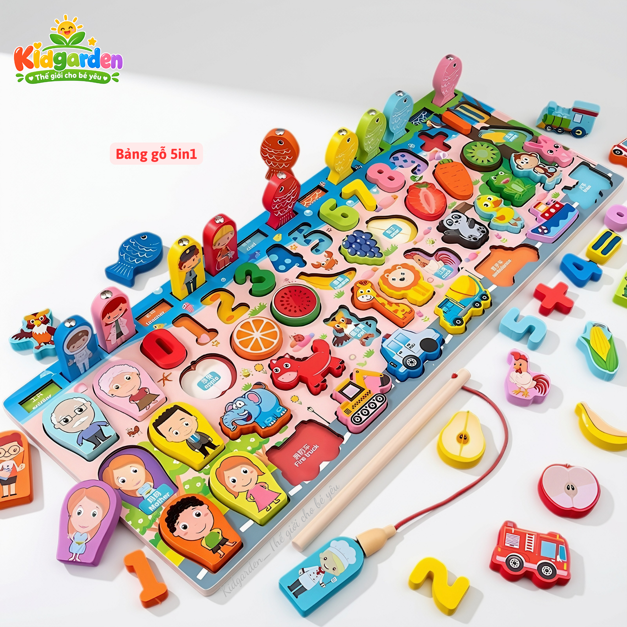 Bộ bảng gỗ câu cá và ghép hình 5in1