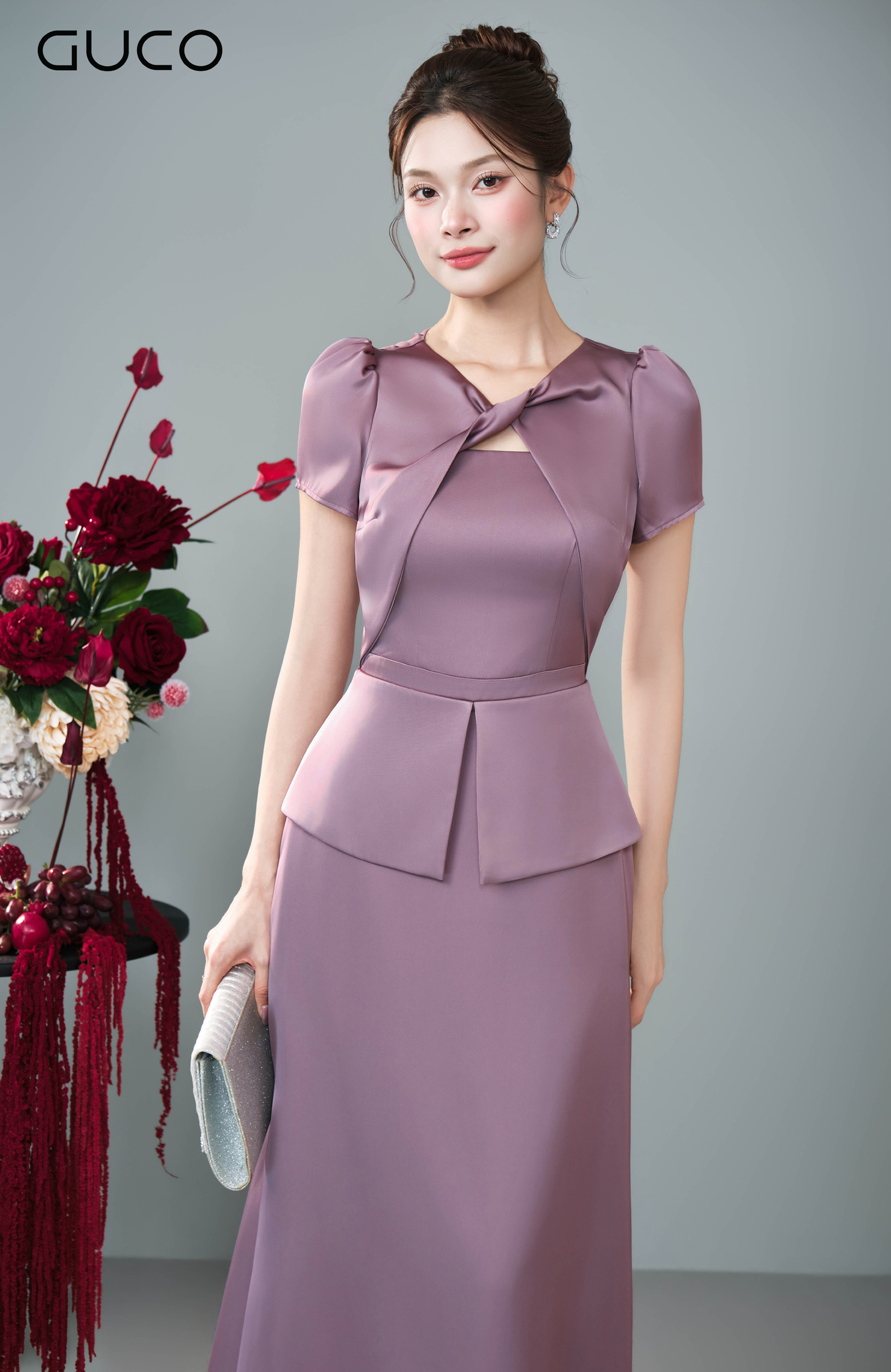 Đầm Dạ Hội Hồng Peplum Cổ Xoắn - 5298_thumbnail_2