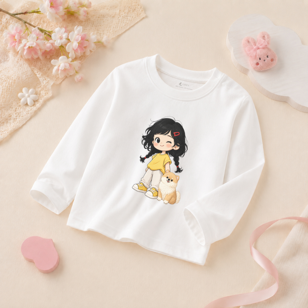 Áo thun dài tay bé gái nhiều hình in cô gái dễ thương - Loza Kids  KT015_thumbnail_3