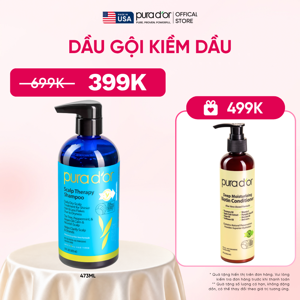 Dầu gội Pura D'or Scalp Therapy Giúp Dịu Da, Làm Sạch Tóc Và Dưỡng Ẩm 473ml