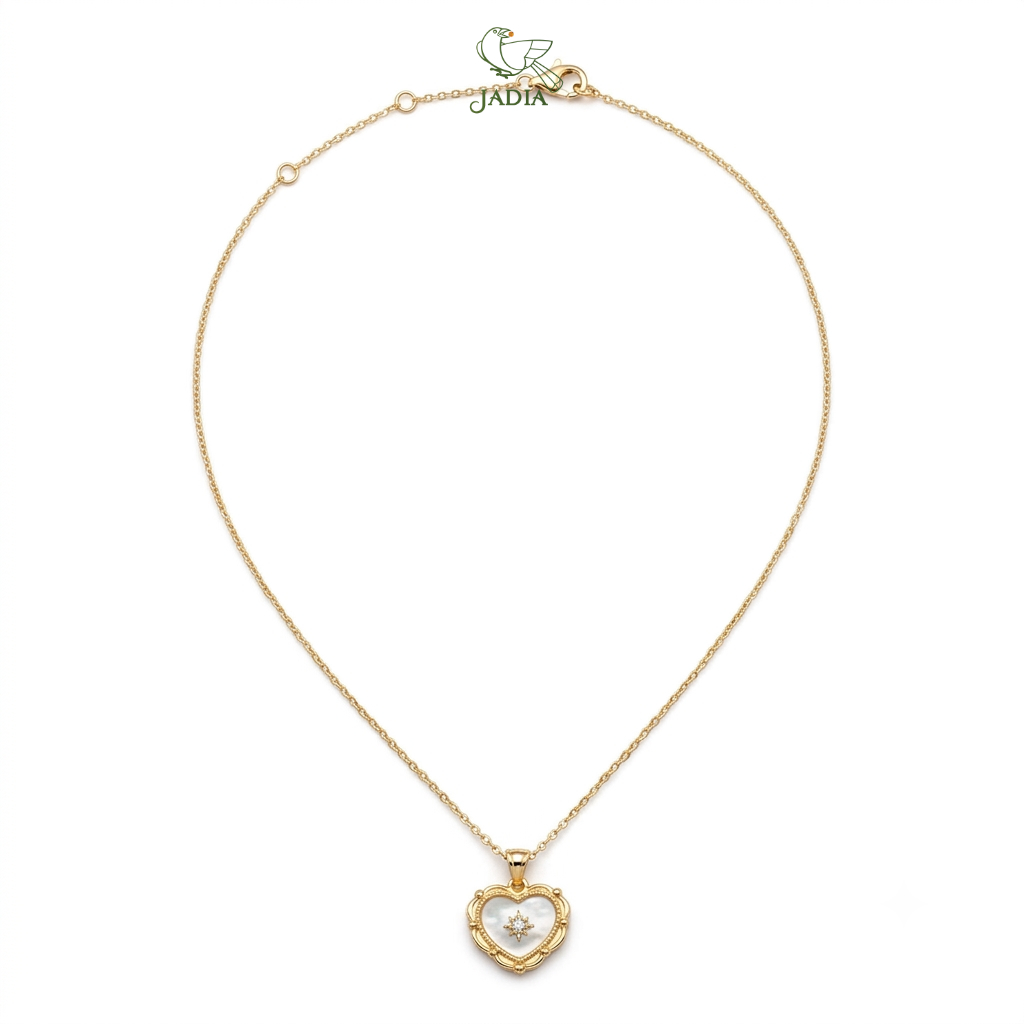  Dây chuyền Celestial Heart - Bạc 925 mạ vàng 18K, khảm xà cừ đính đá Zircon