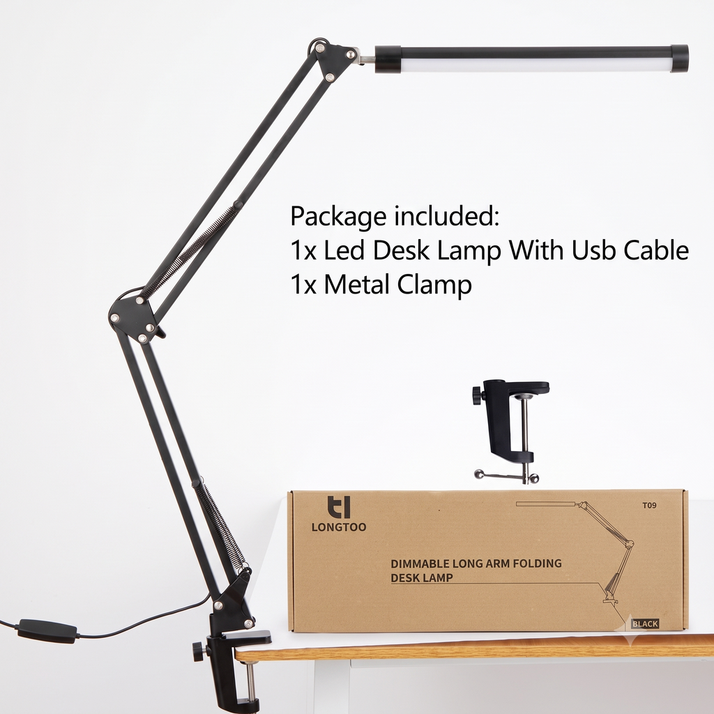 Đèn Kẹp Bàn Đọc Sách Cao Cấp Longtoo T09 –  Khung Hợp Kim Nhôm, Tiết Kiệm Điện_thumbnail_2