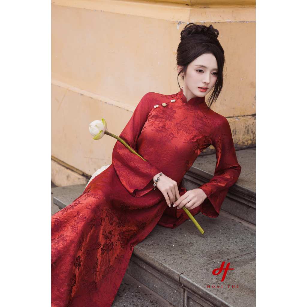 Áo dài cách tân Đan Mộc Hoa Sang trọng, phom dáng vừa vặn, tôn dáng phái đẹp | Hoài Thị - BST Sắc_thumbnail_7