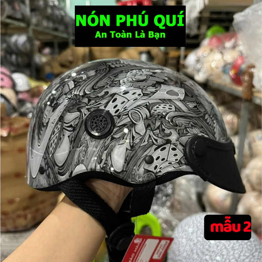 Nón 1/2 Nữa Đầu Nhúng Sơn Họa Tiêc Đẹp Nhiều Màu Sắc Lựa Chọn - Nón Phú Quí NBH06_thumbnail_1