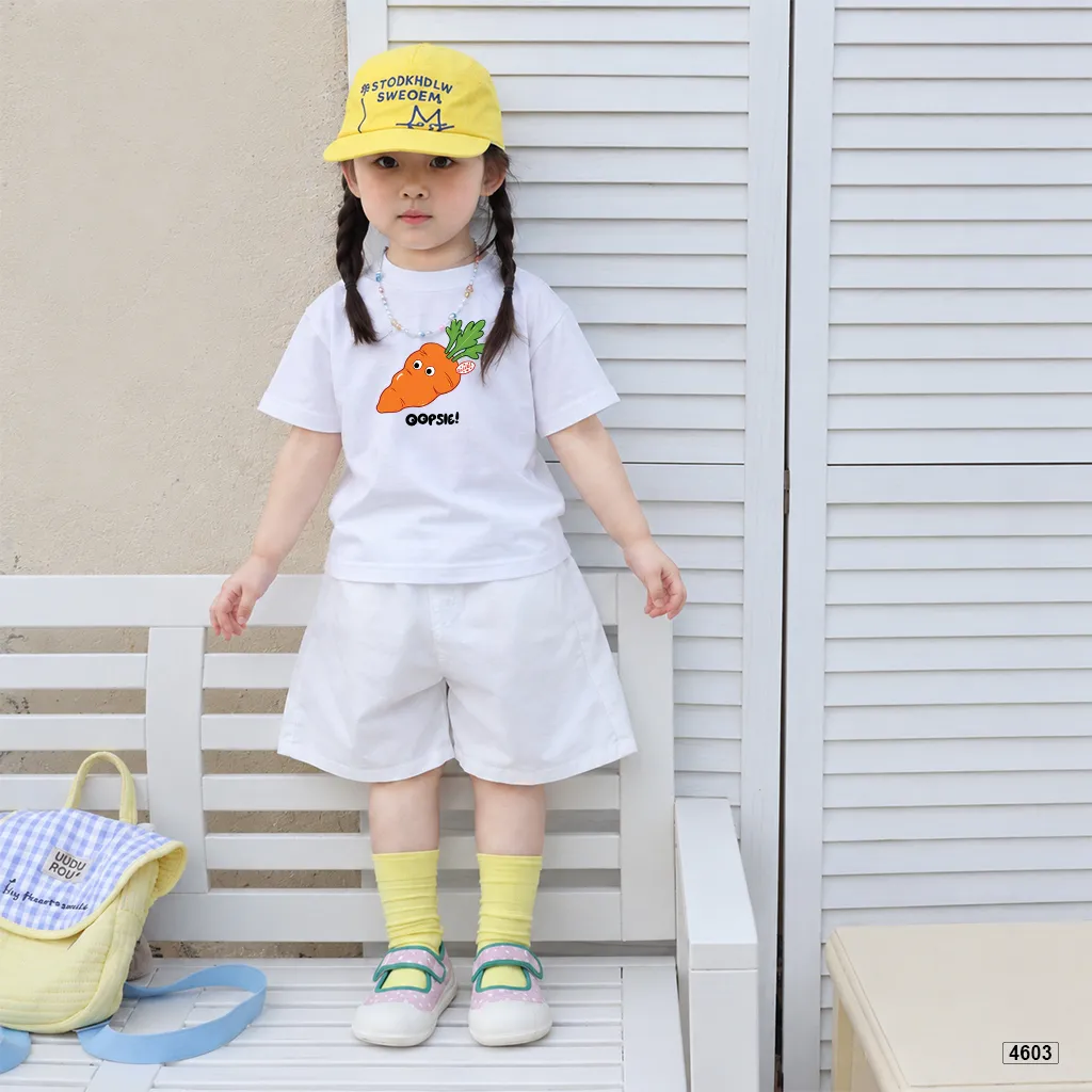 Áo thun trẻ em Kado cổ tròn in hình cà rốt hoạt hình dễ thương vui nhộn cho bé trai bé gái 4603_thumbnail_3