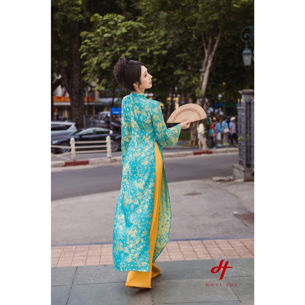 Áo dài cách tân Phượng Cẩm Bích Chất lụa gấm, họa tiết tinh tế, màu sắc nổi bật, tôn da | Hoài Thị - BST Sắc_thumbnail_2