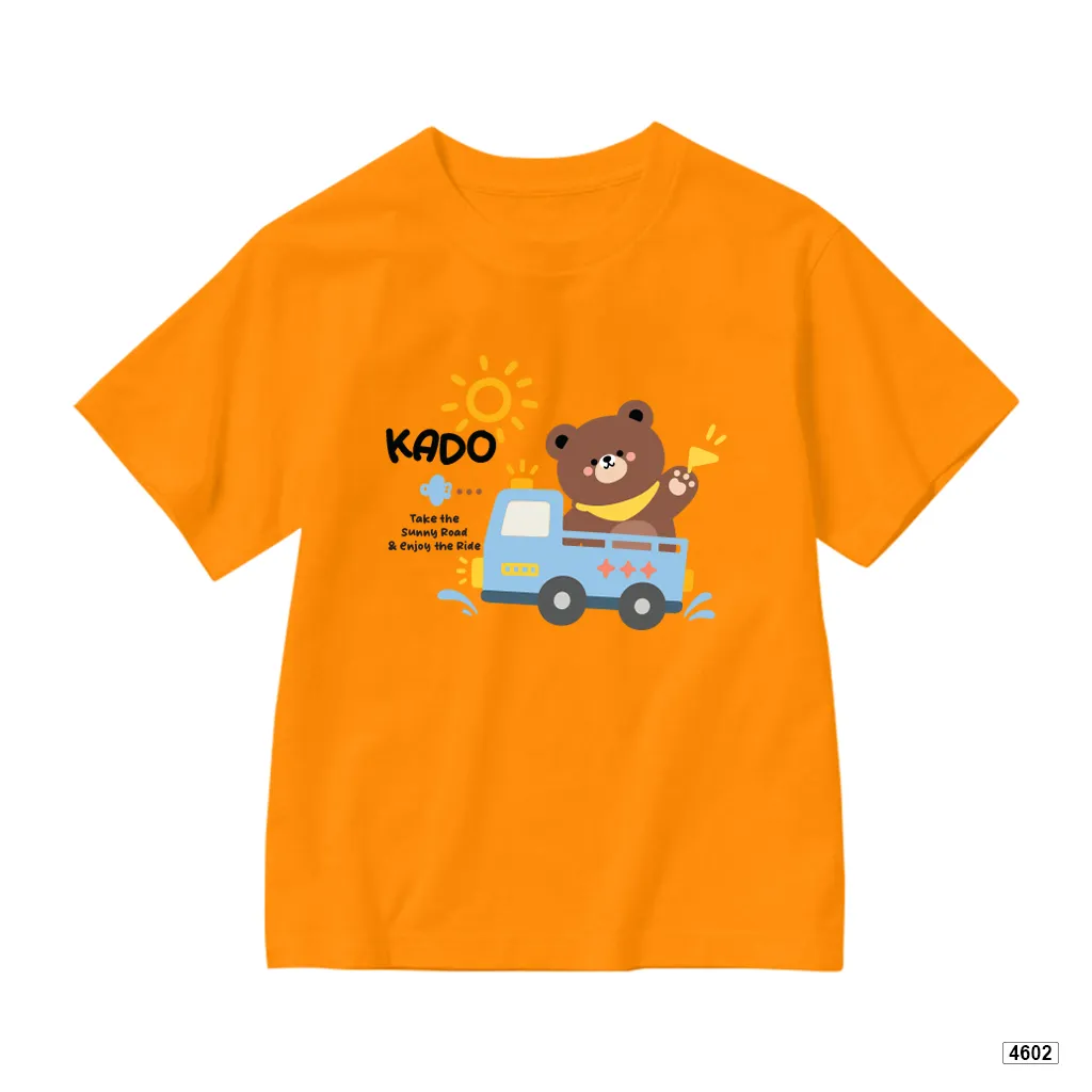 Áo thun trẻ em Kado cổ tròn in hình gấu lái xe hoạt hình dễ thương năng động cho bé trai bé gái 4602_thumbnail_14