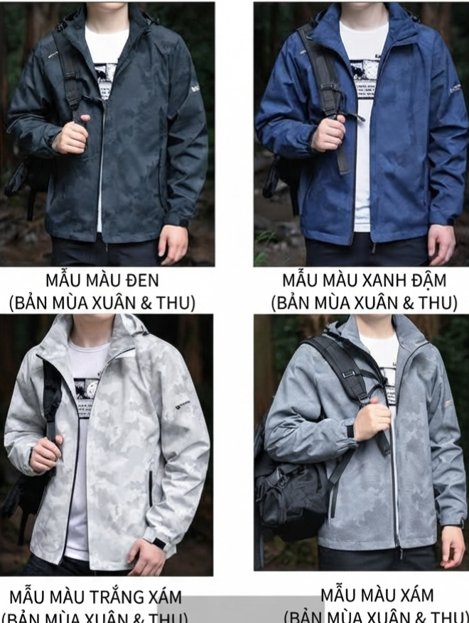 [Hàng QC Xịn] Áo Khoác Gió Nam Chống Nước Cản Gió Form Rộng Thể Thao Có Mũ Áo Khoác Nam Đi Mưa Đi Phượt_thumbnail_2