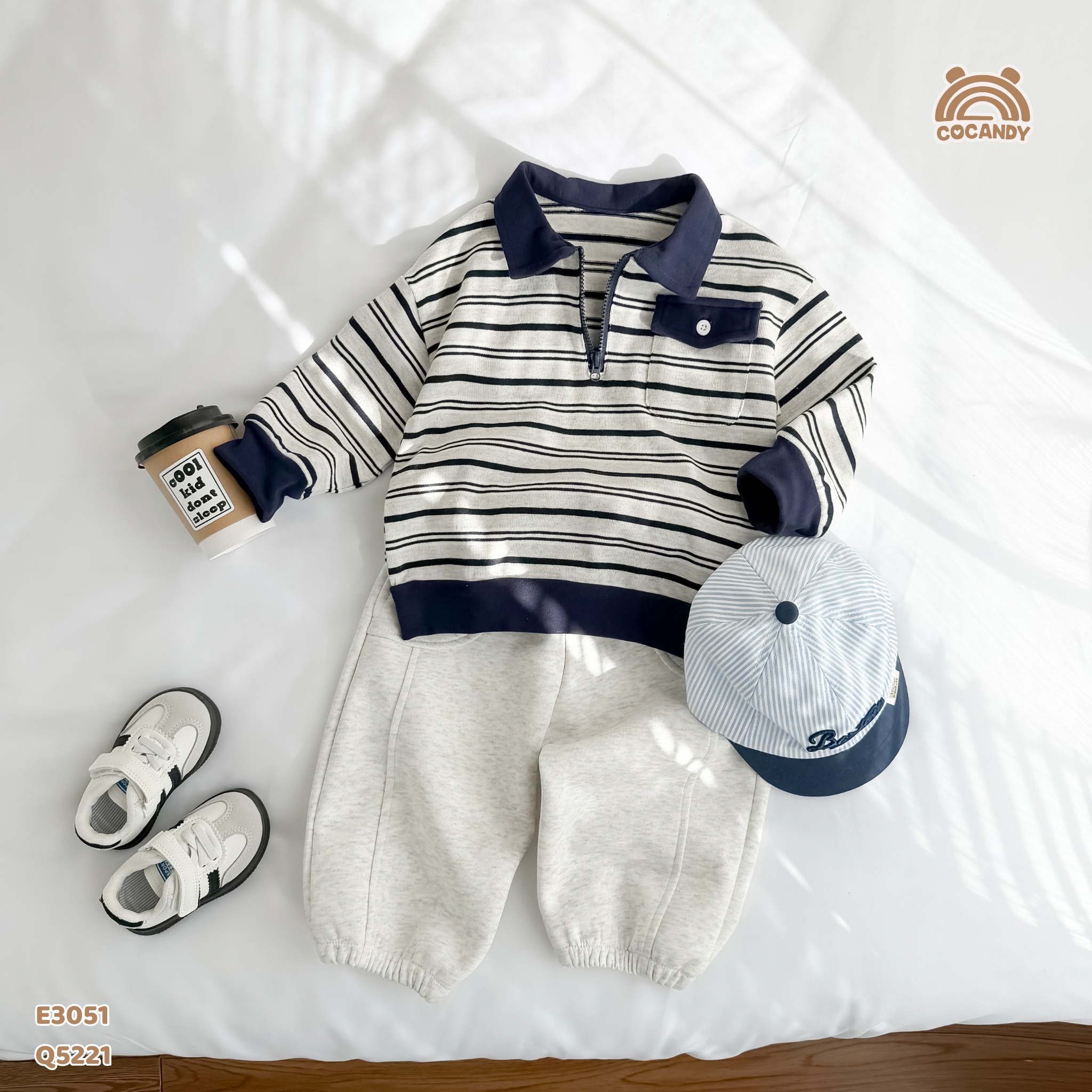 Áo dài kẻ XANH polo ốp hộp