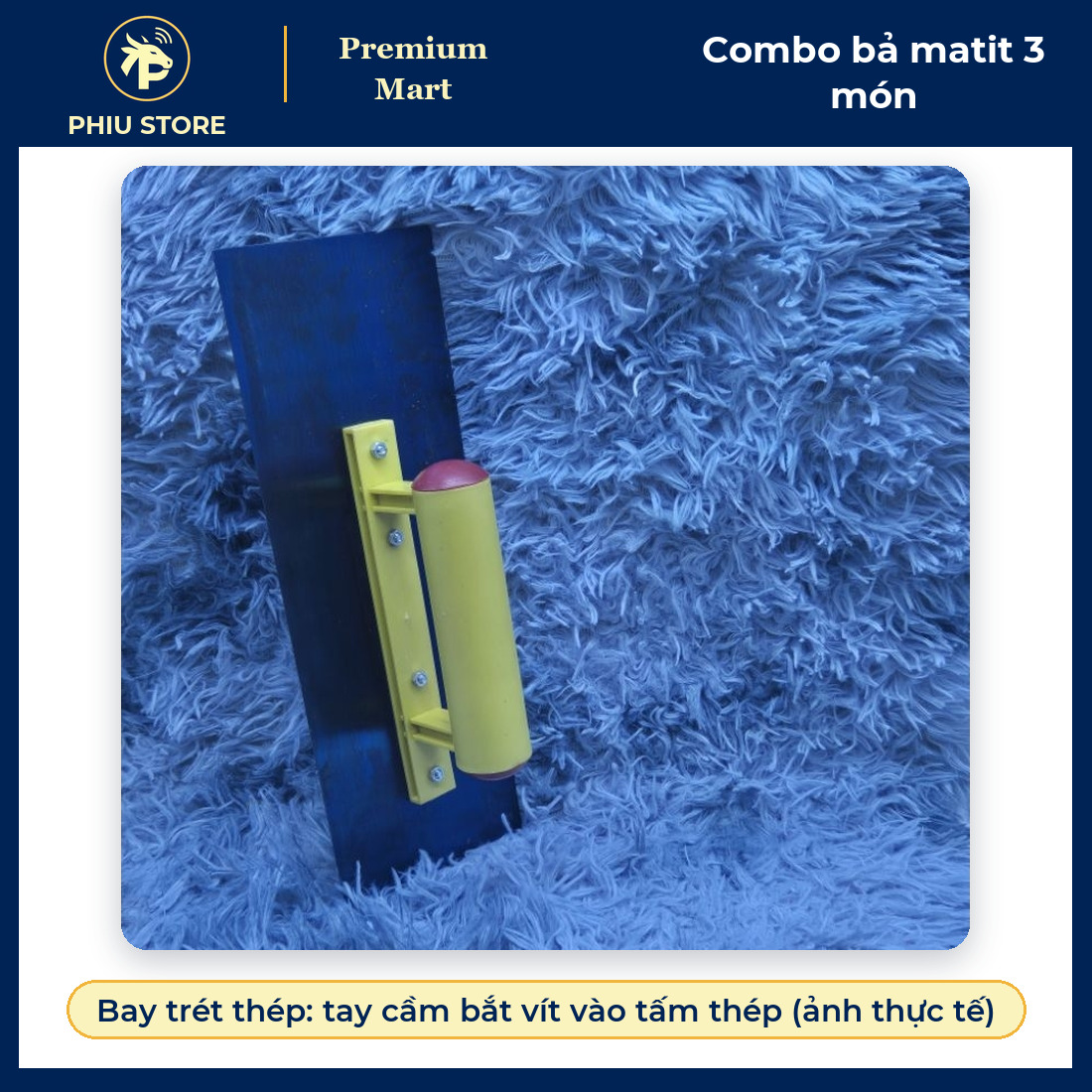 Combo Bả Matit 3 Món: 2 Dao Trét Cao Su Đen, Bay Trét Thép, Dao Thép 19 cm - Trét Bột, Trám Bề Mặt - PHIU STORE_thumbnail_5