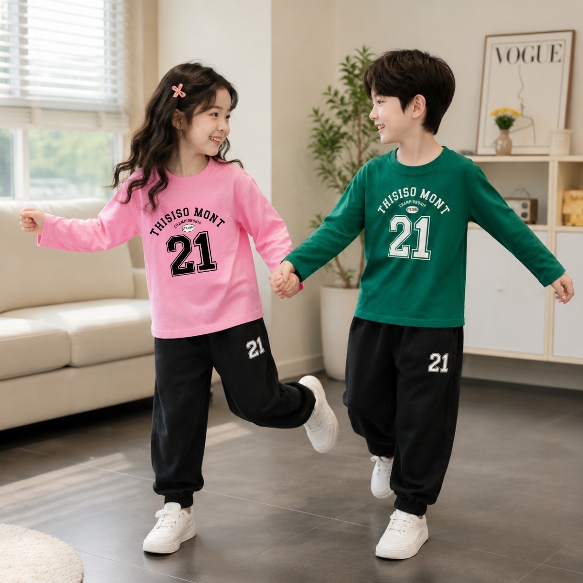 Set bộ Thu - Đông chất liệu cotton cho bé trai, bé gái in số 21 - Loza BW740