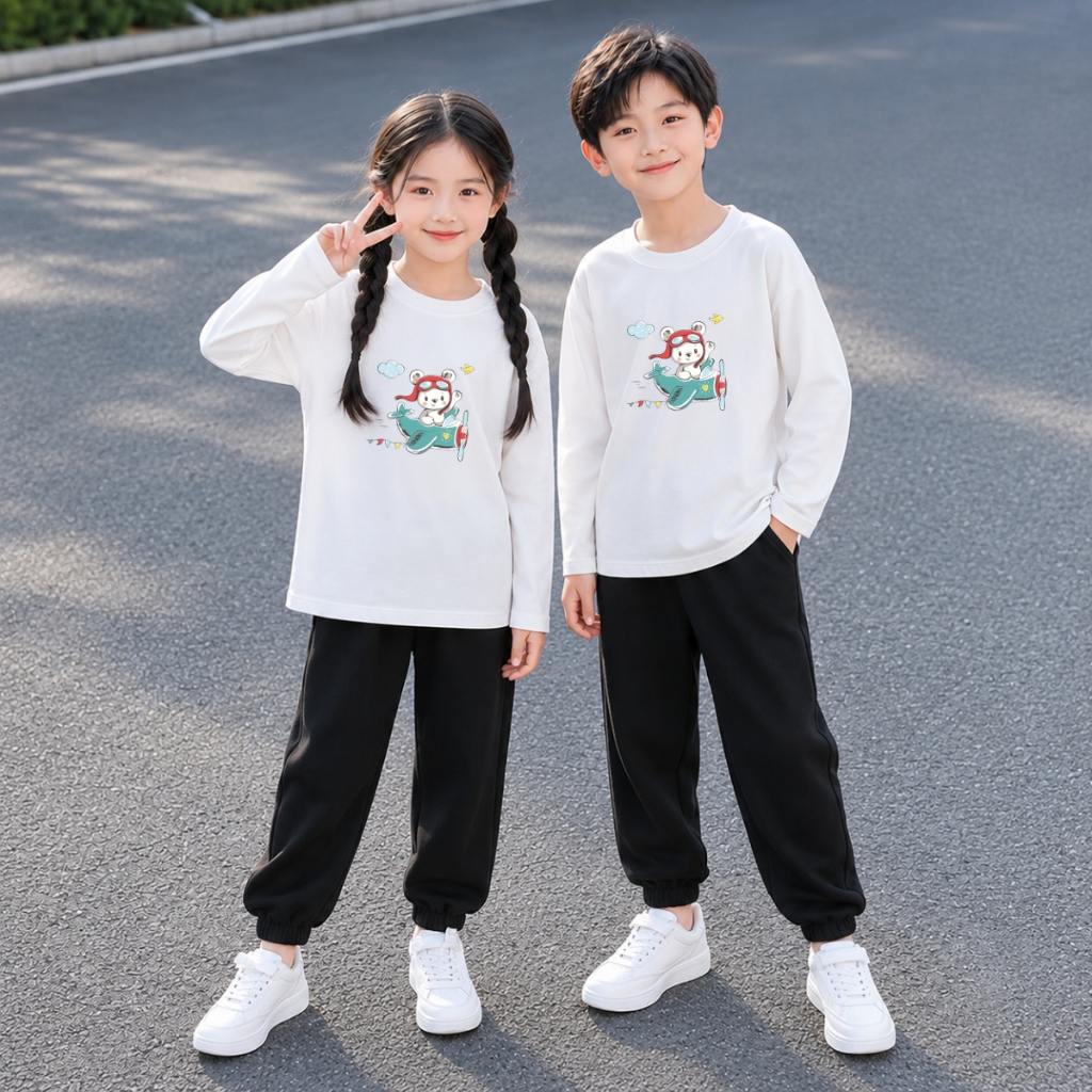 Set bộ Thu - Đông chất liệu cotton bé trai, bé gái hình Gấu lái máy bay - Loza BW728_thumbnail_0