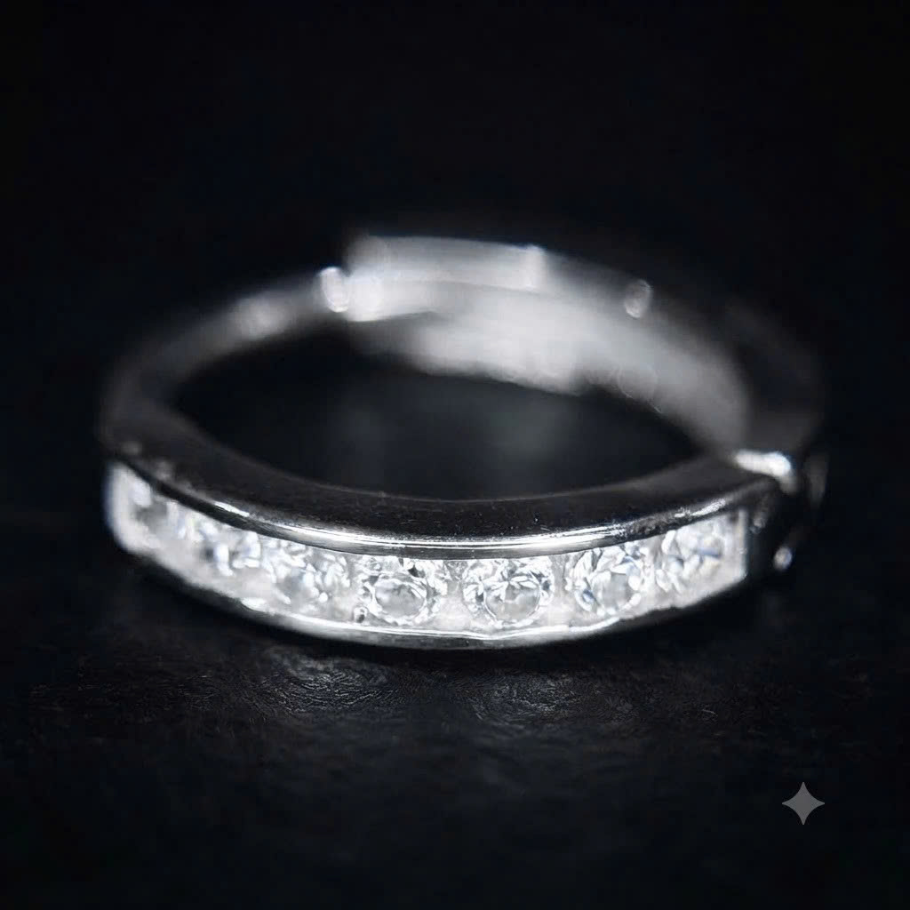 Khuyên vòng bạc xi kim nửa vòng đá tròn size 10_thumbnail_1