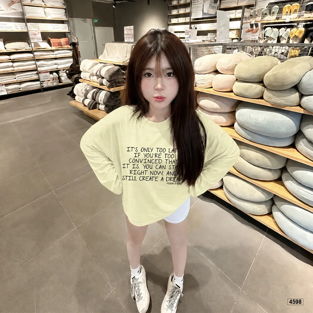 Áo thun nữ boxy tay dài chất cotton xước Miucho phong cách tối giản truyền cảm hứng 4598_thumbnail_5