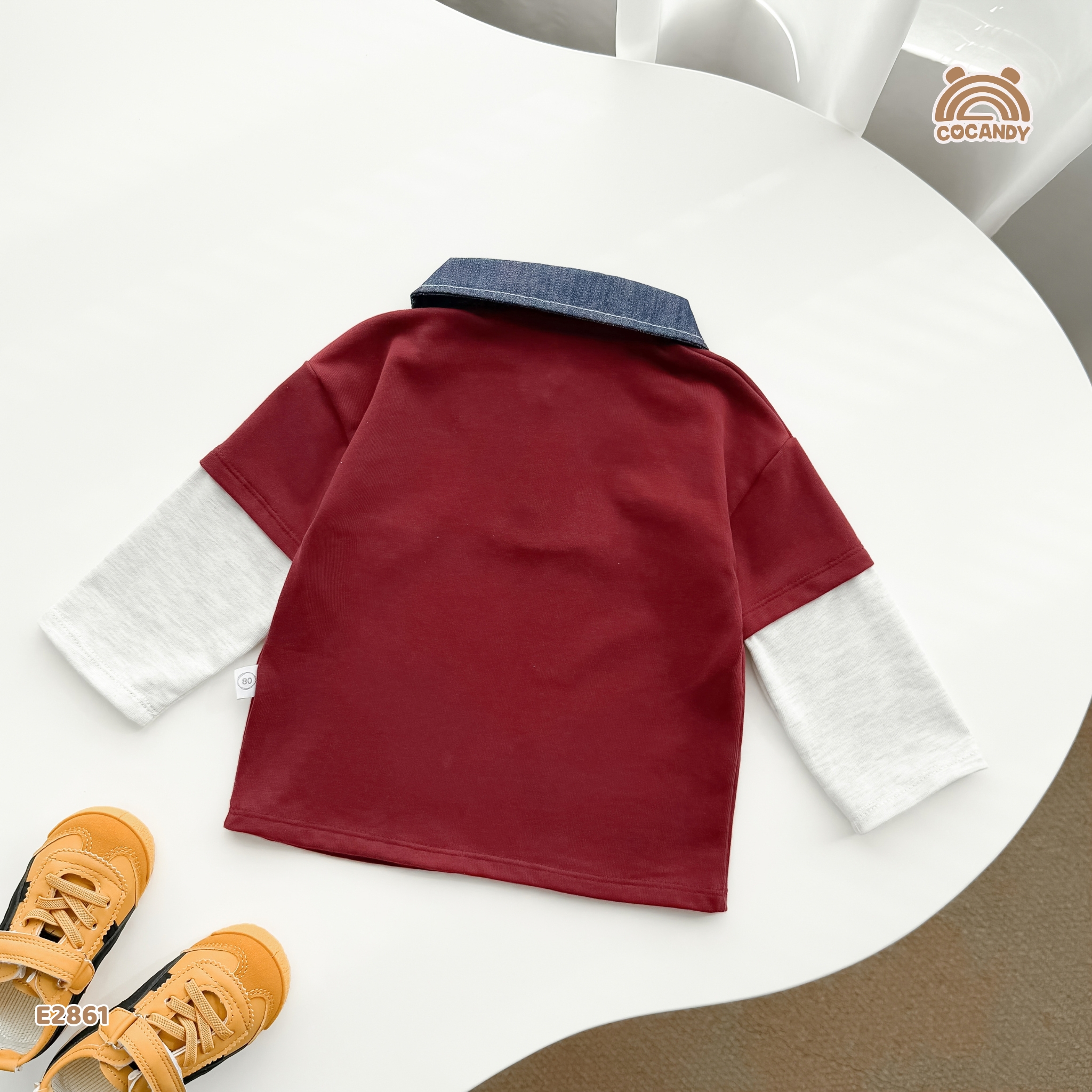 Áo dài polo ĐỎ phối cổ xanh hình cún_thumbnail_5