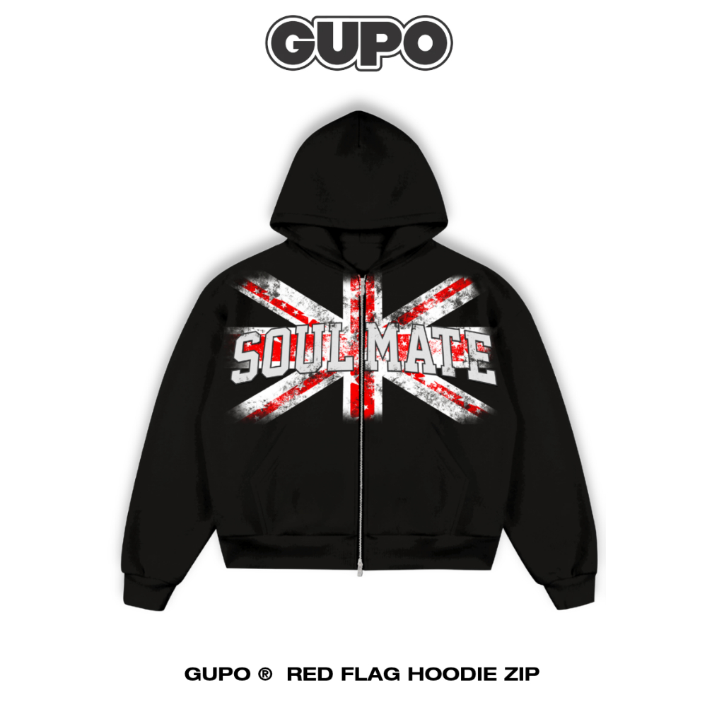 Áo Khoác Hoodie Zip GUPO Red Flag Form Boxy Unisex Chất Vải Nỉ Chân Cua - AKN02_thumbnail_1