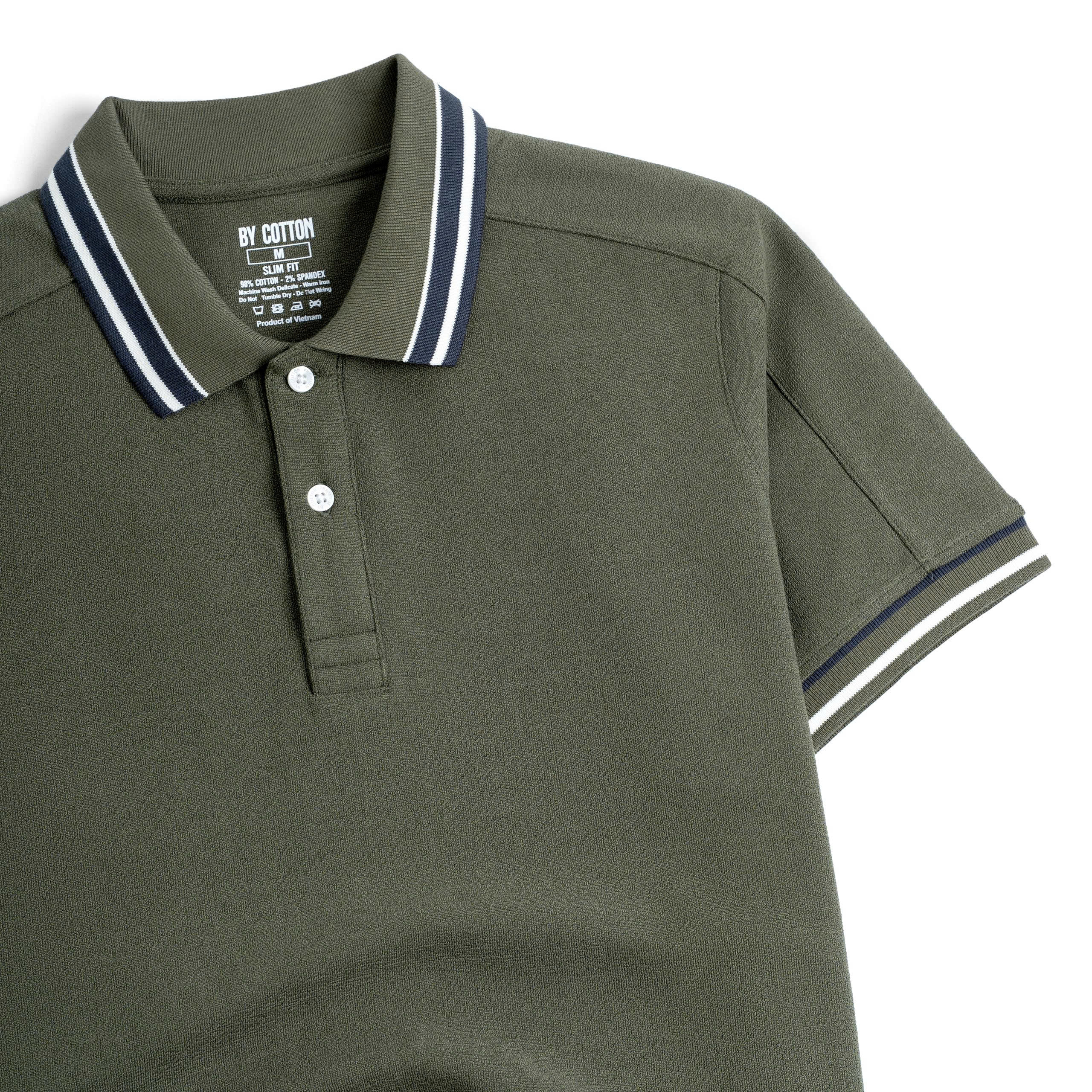 Áo Thun Polo By Cotton 2Layer Rêu Phối Bo_thumbnail_1