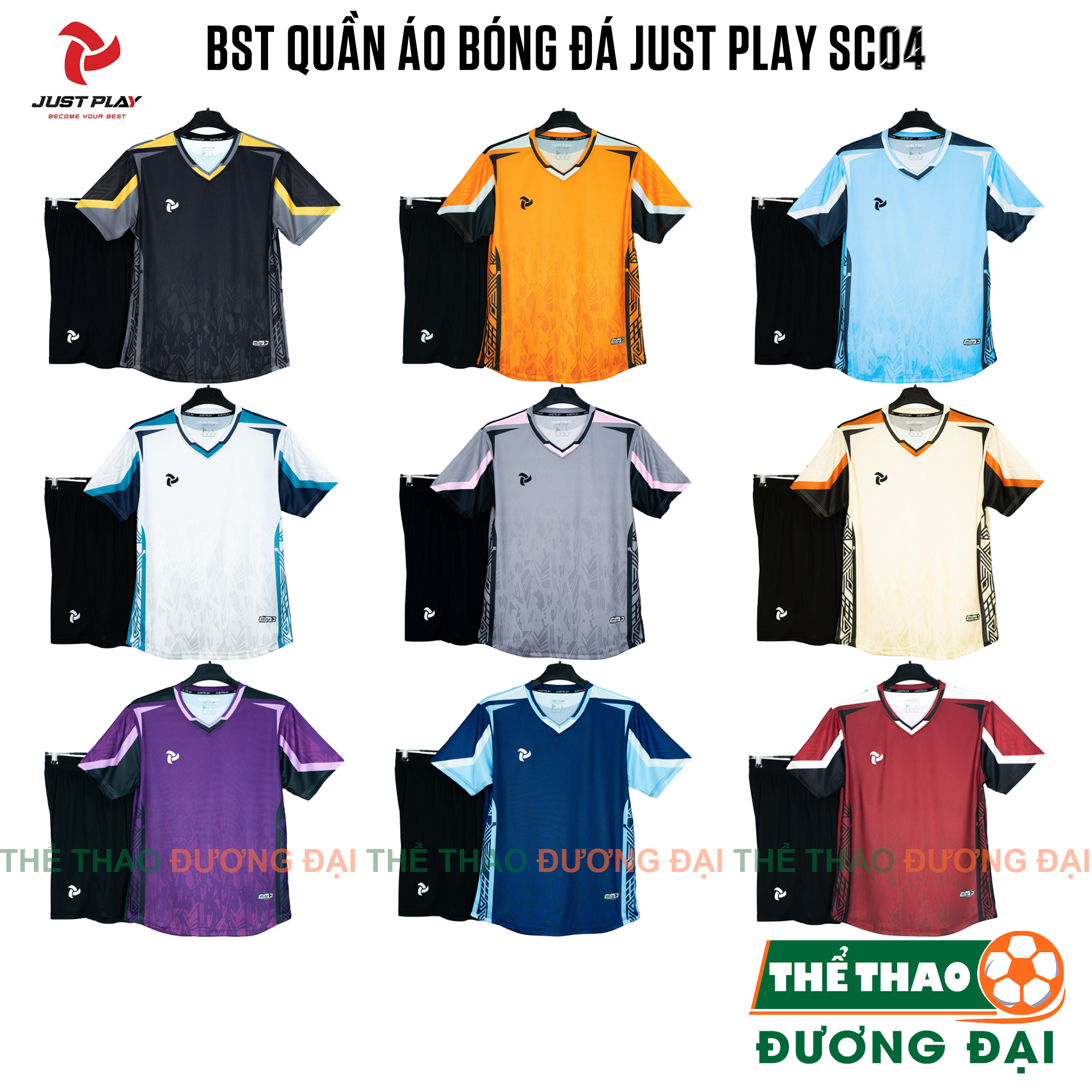 BST Quần Áo Bóng Đá Just Play SC04 Thun Mè Thoáng Mát Thể Thao Đương Đại