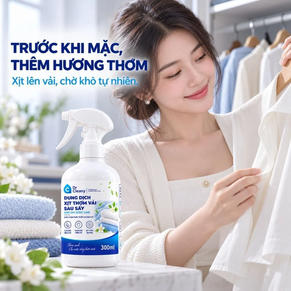 Chai xịt thơm vải sau sấy Dr Cleany 300ml_thumbnail_3