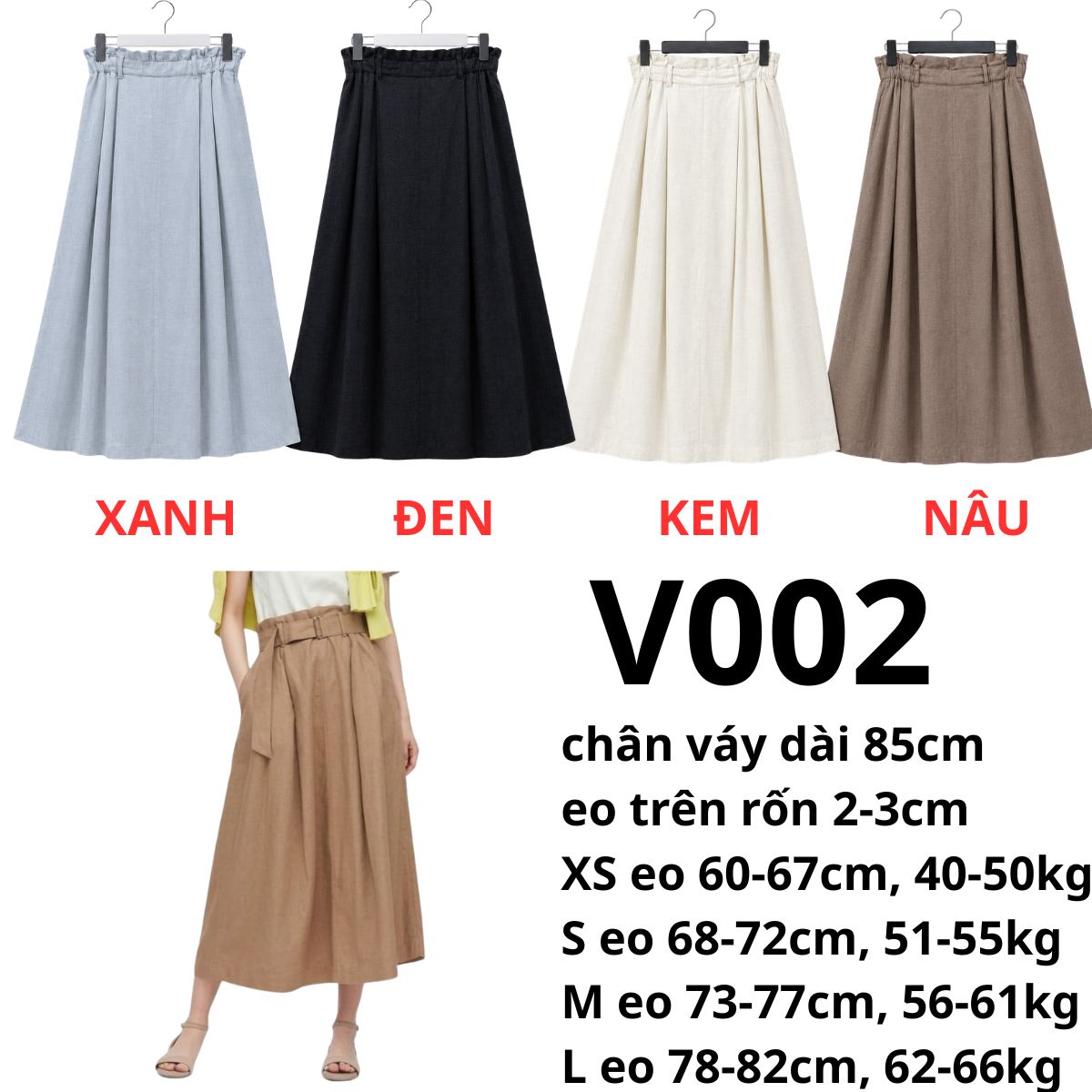 V002- Chân váy linen