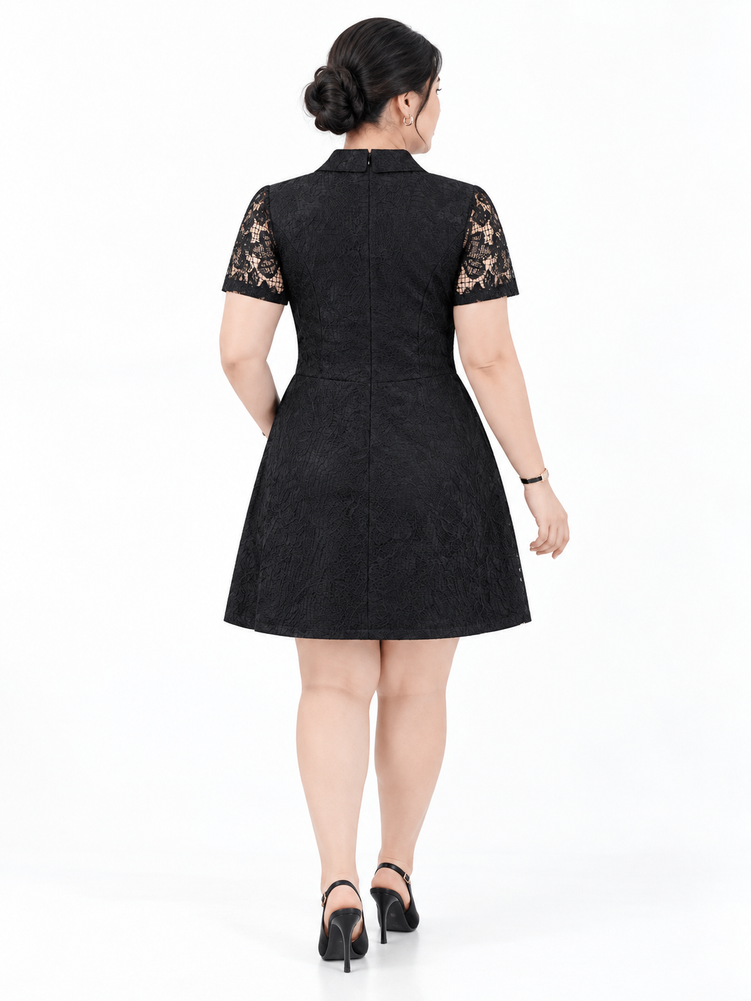 Đầm Ren Hoa Sen Phối Khoen Bigsize Dáng A Có Lót Quần - Đen - Vừa 55–95kg - V-DA248_thumbnail_2