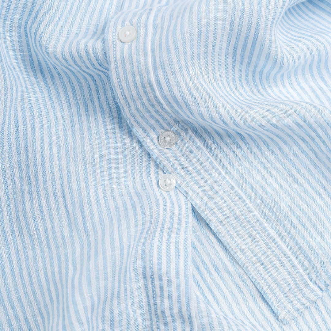 Áo Sơ Mi Premium Linen Sọc Nhỏ Xanh Nhạt_thumbnail_3