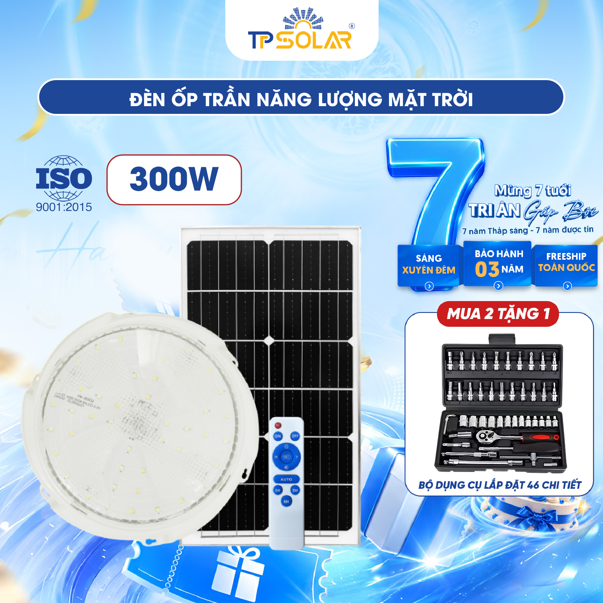 Đèn ốp trần năng lượng mặt trời TP SOLAR OT01