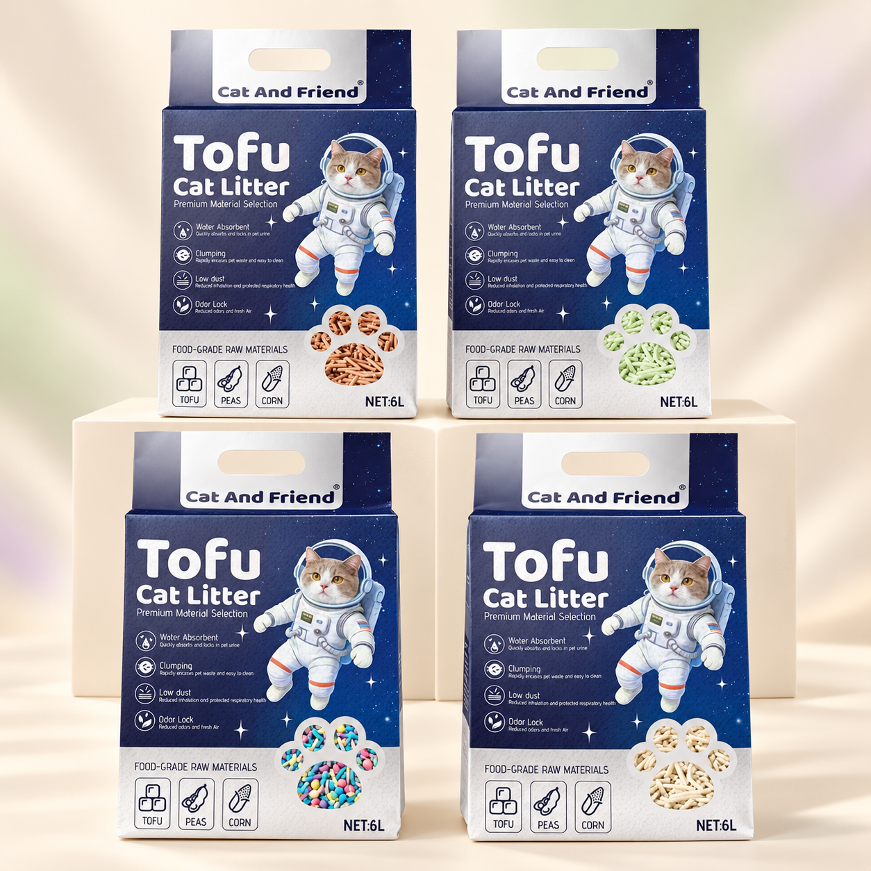 Cát Vệ Sinh Đậu Nành TOFU LITTER - 6 Lít (Mùi Cà Phê, Sữa, Trà Xanh, Nho)