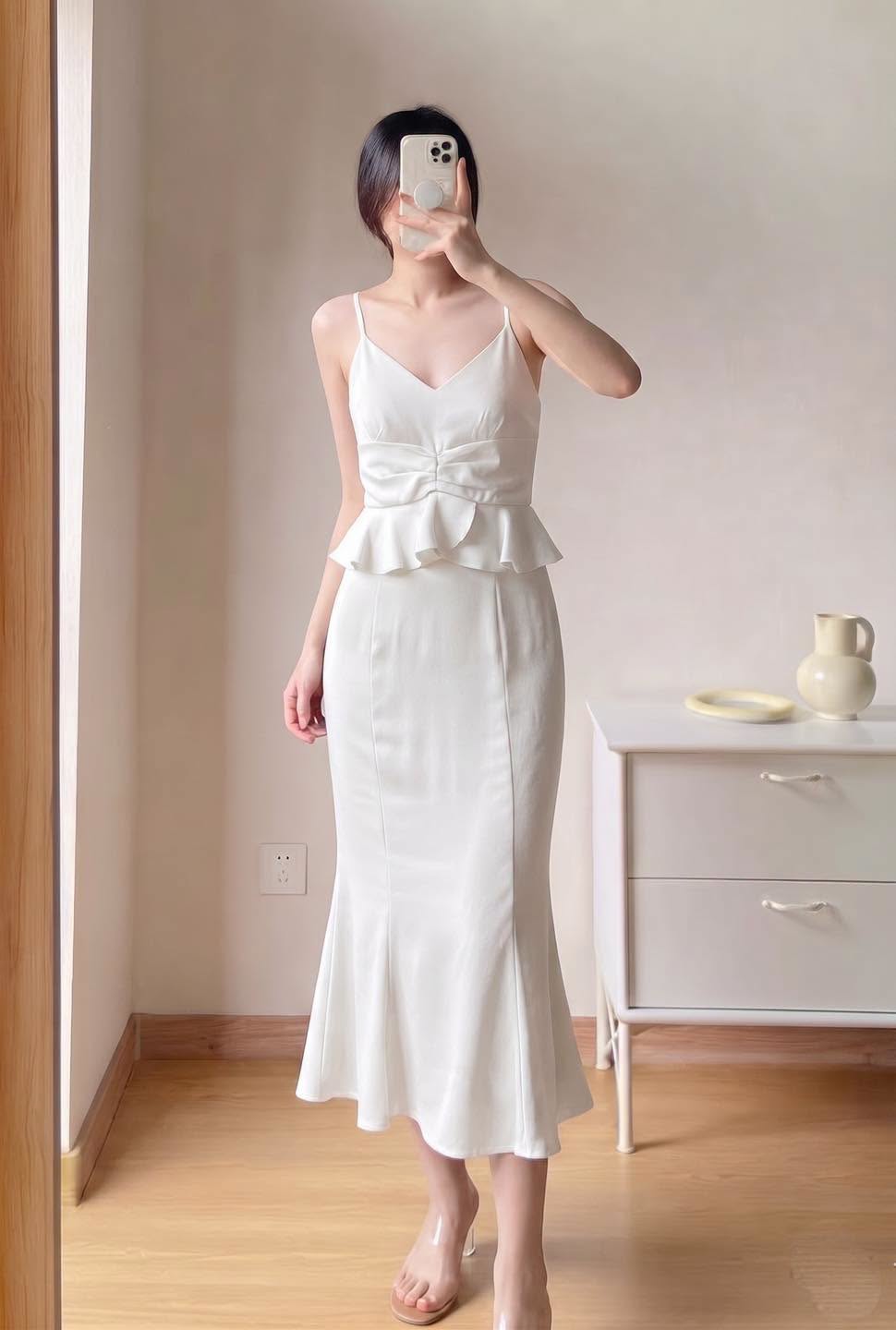 Đầm 2 dây HD màu trắng