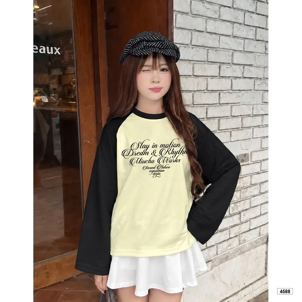 Áo thun nữ tay dài boxy Miucho phong cách Hàn Quốc 4588_thumbnail_6