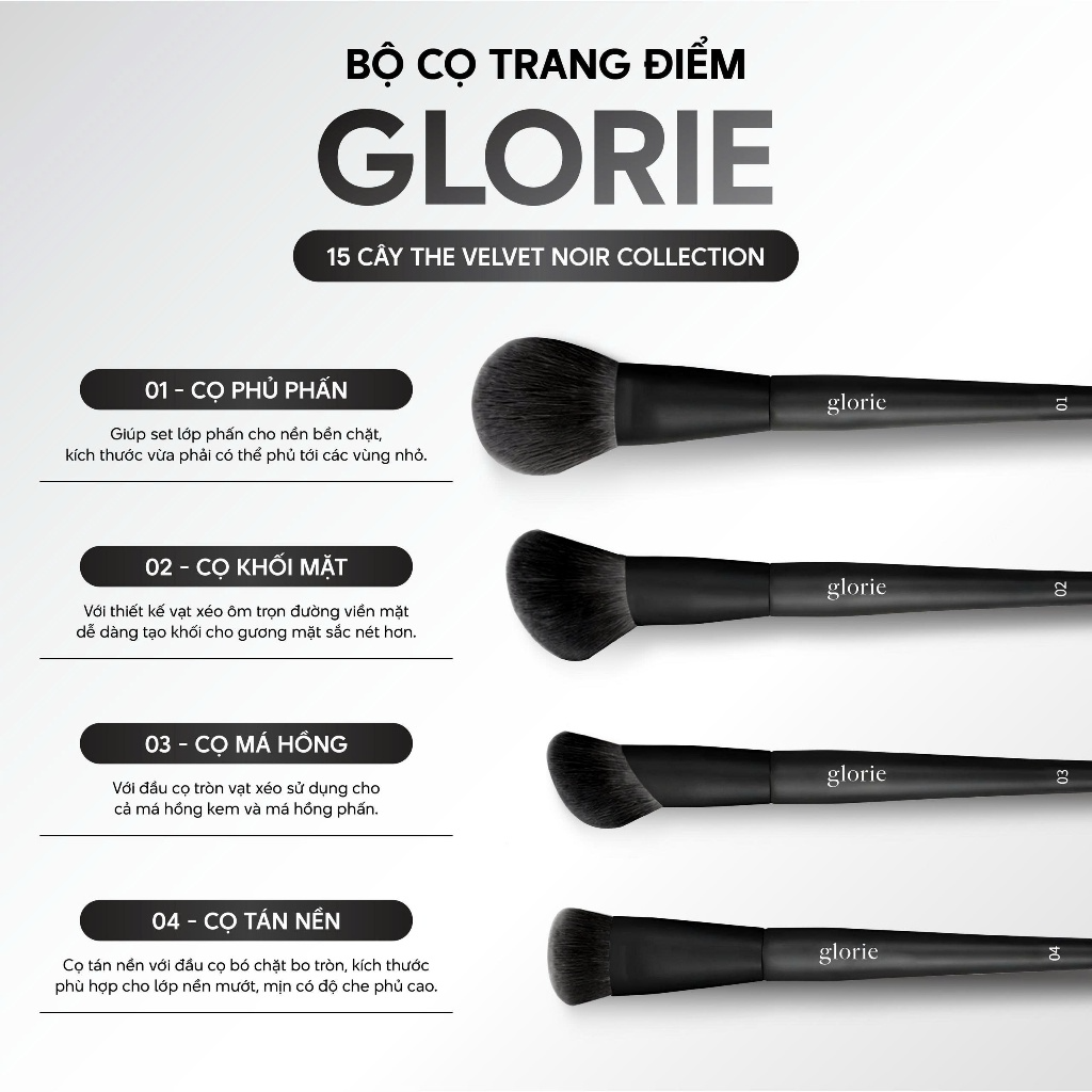 [GLORIE] Bộ cọ trang điểm 15 cây Glorie The Velvet Noir Collection_thumbnail_4