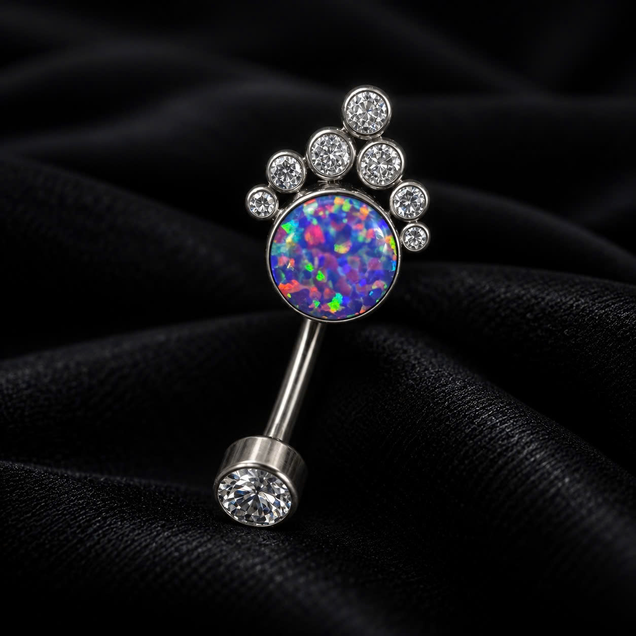rốn titan đá opal xanh tím kim cương chùm