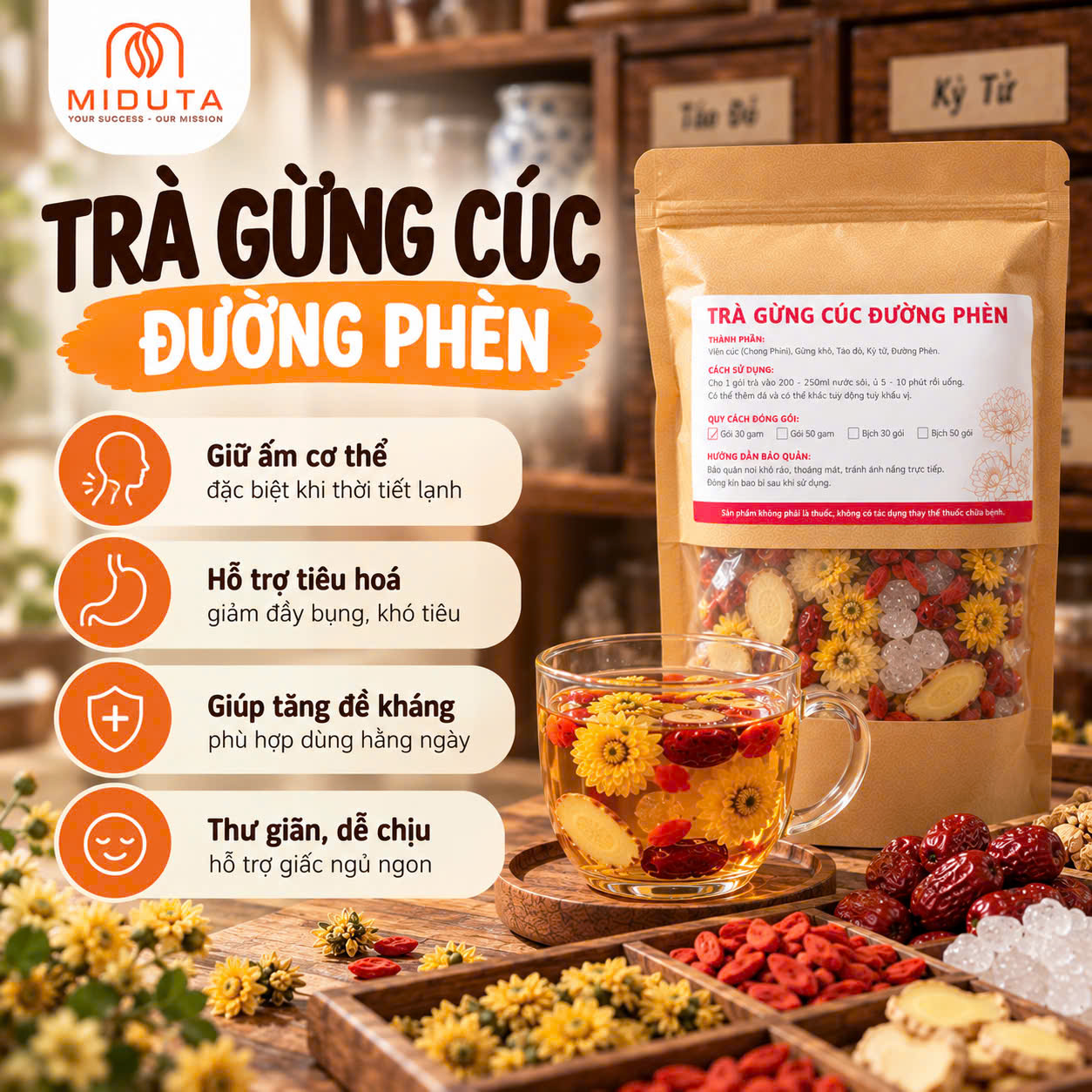 Trà Gừng Cúc Đường Phèn Miduta_thumbnail_5
