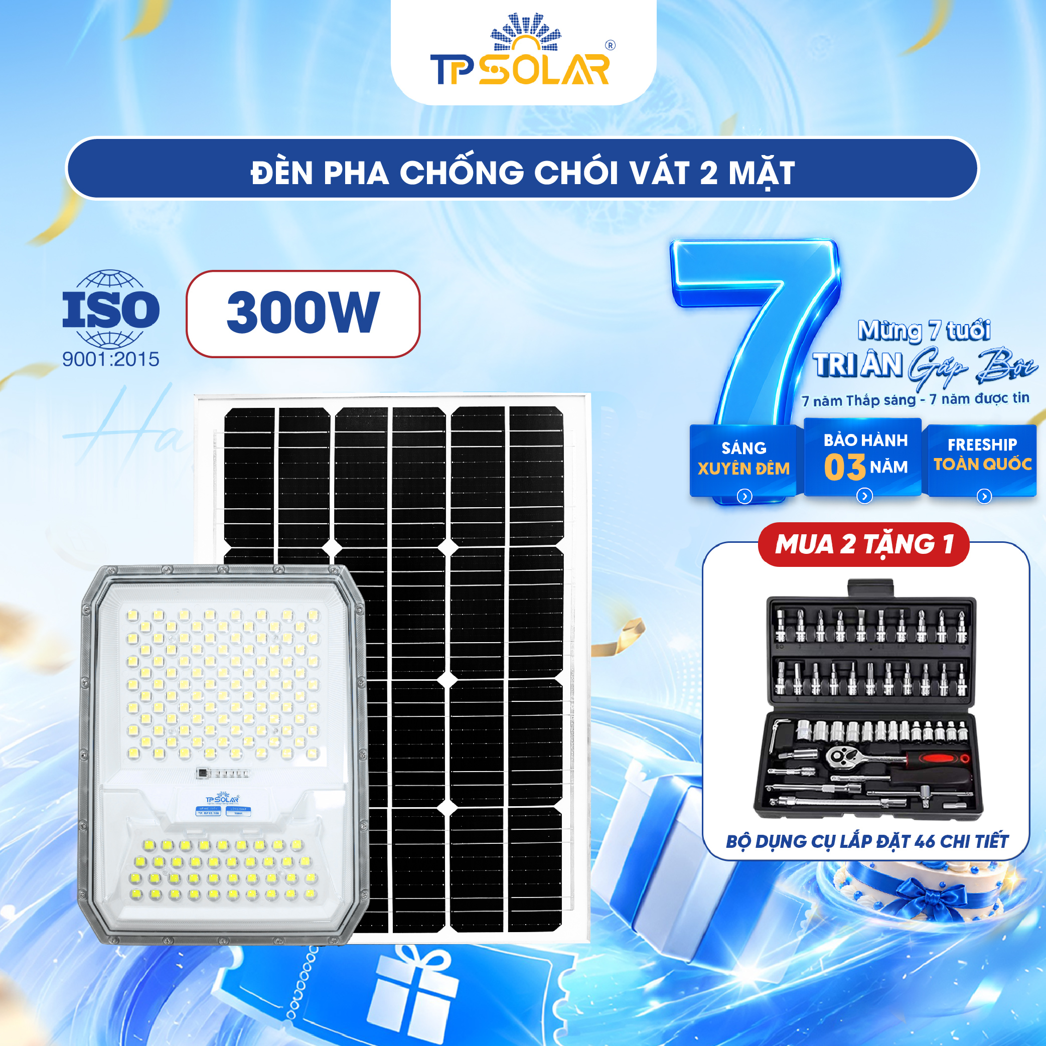 Đèn pha chống chói vát 2 mặt năng lượng mặt trời TP.DP12_thumbnail_1