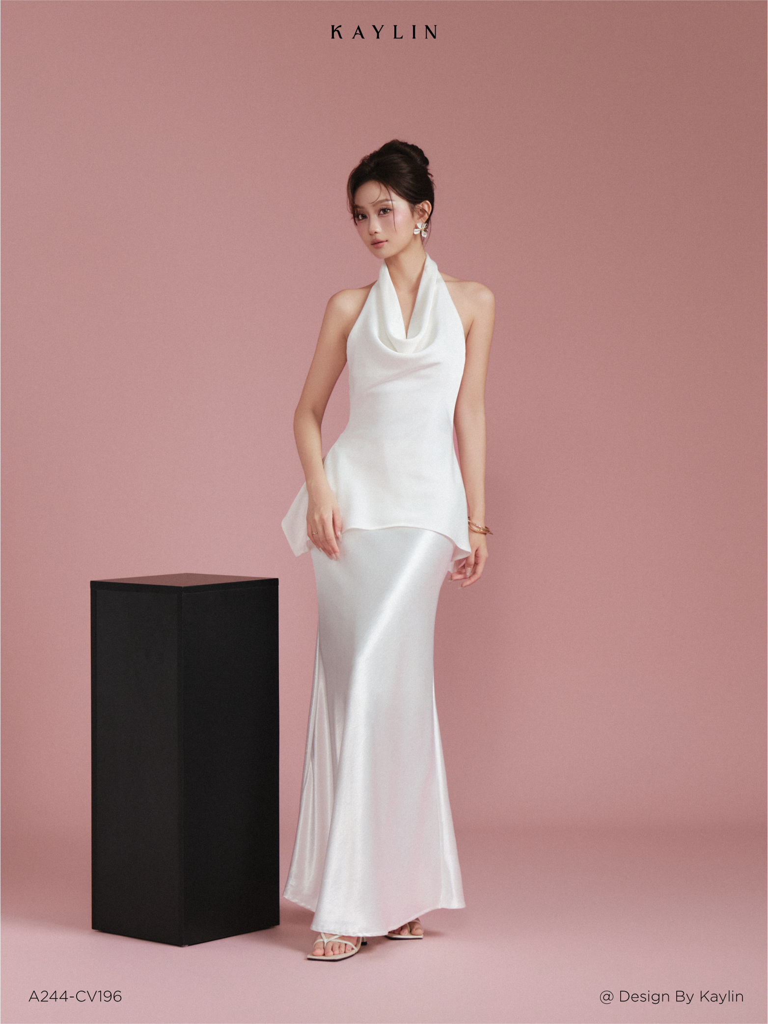 Áo Lụa Peplum Cổ Đổ Hở Lưng KAYLIN Elara Top