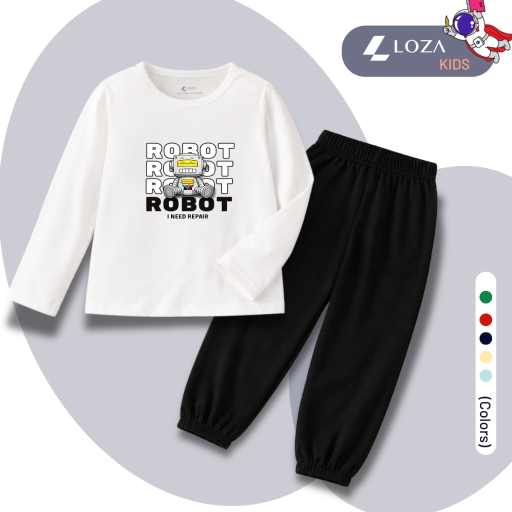 Set bộ Thu - Đông chất liệu cotton bé trai hình  ROBOT - Loza Kids BW741