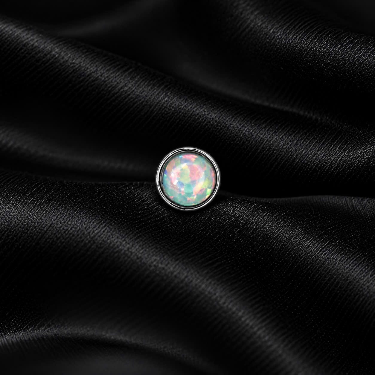 Charm cấy thép y tế opal trắng size 4 thân 1.6