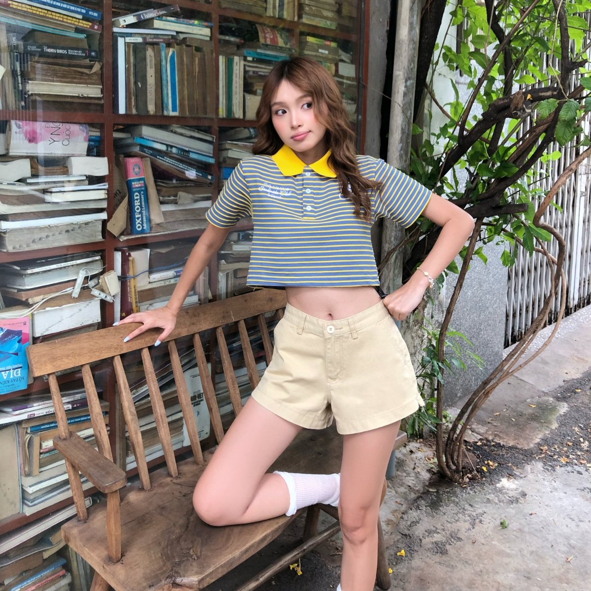 Áo Polo Crop Nữ GUPO Form Fit Thun Gân Co Giãn Dây Rút Gấu Áo Local Brand - PLS03_thumbnail_4