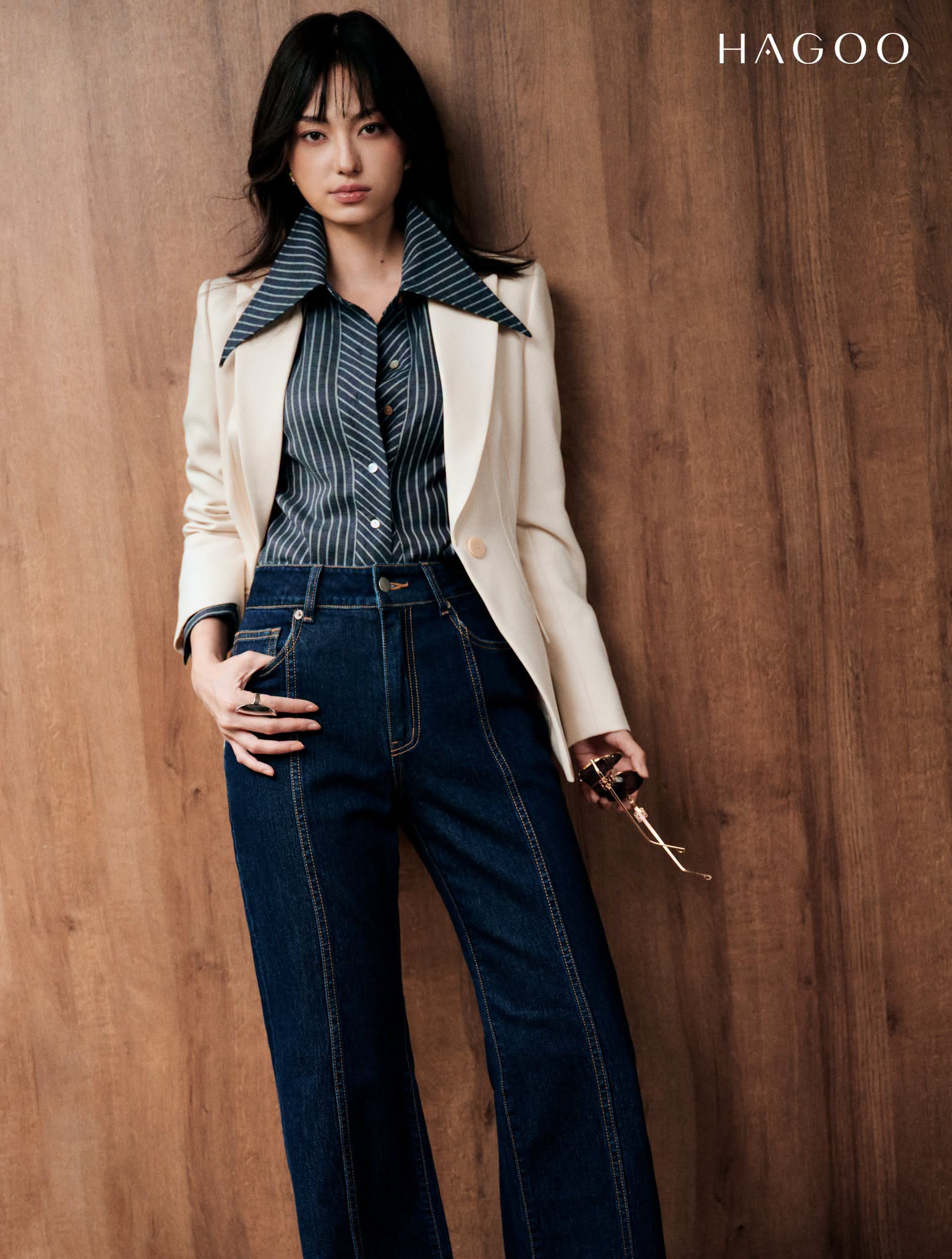 Áo Blazer dáng ôm diễu ly HAGOO