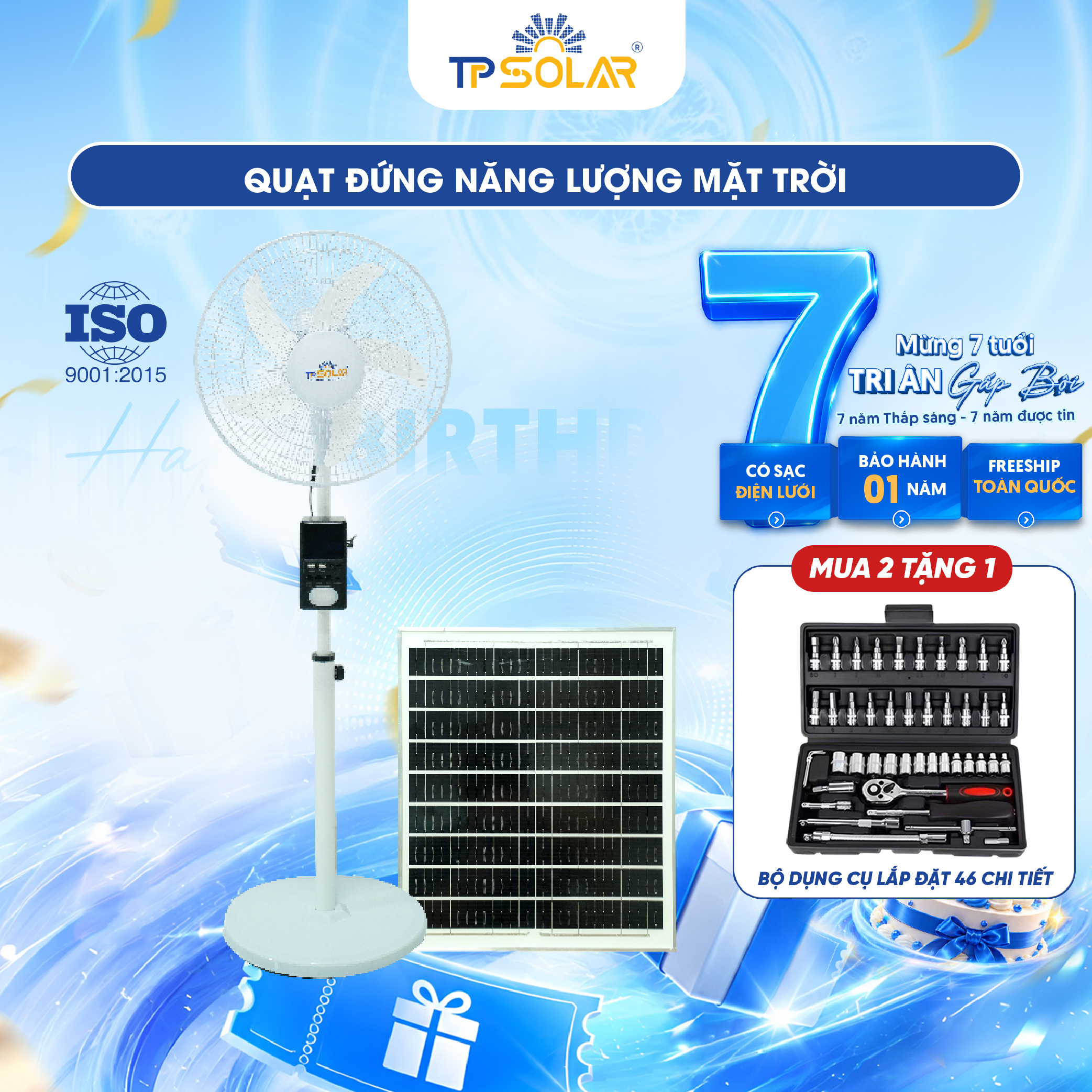 Quạt đứng năng lượng mặt trời TP SOLAR QD11