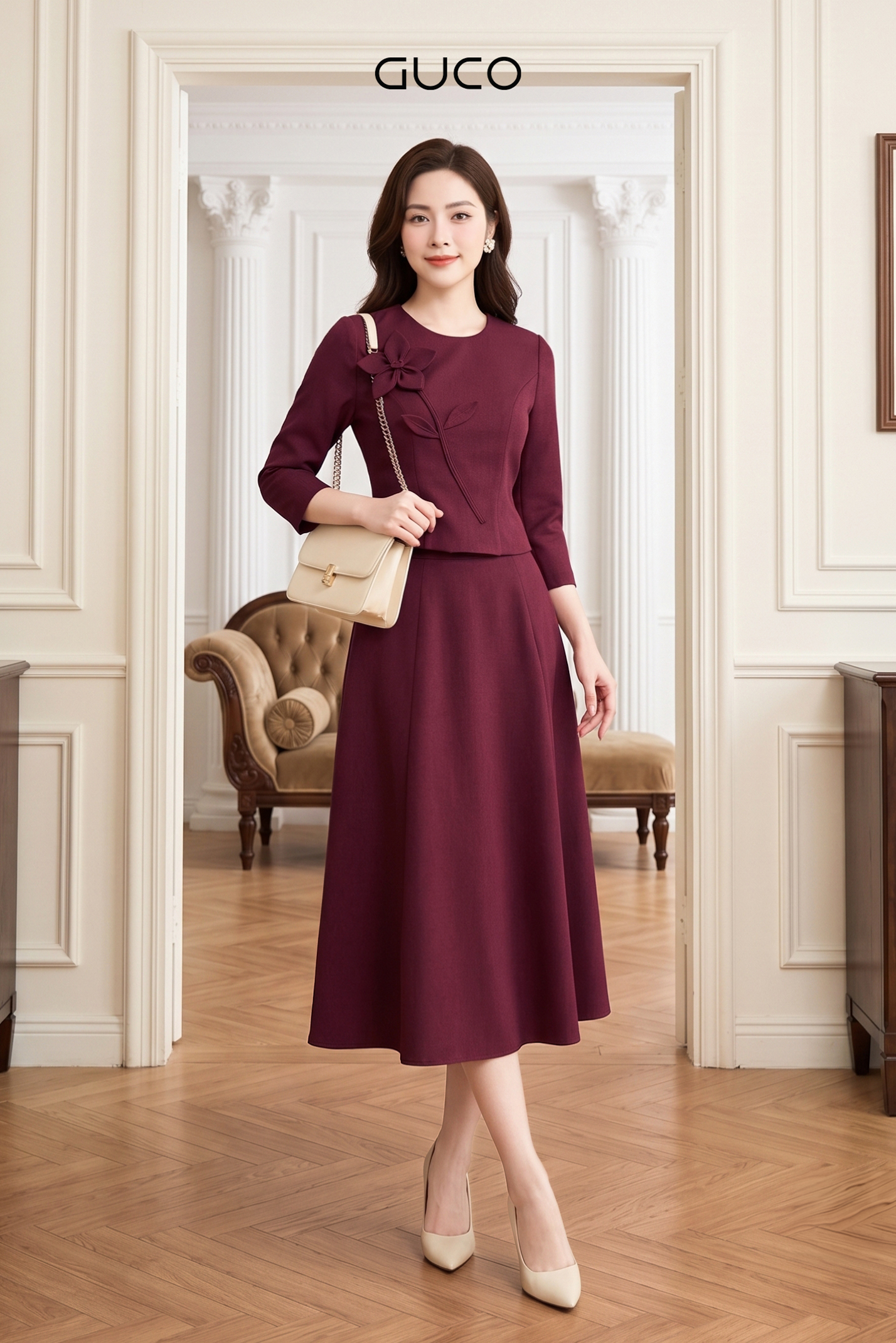 Chân Váy Xòe Đỏ Đô Dáng Dài - CV297_thumbnail_1