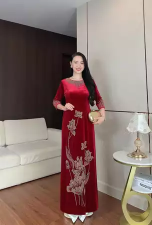 Áo dài họa tiết hoa M786