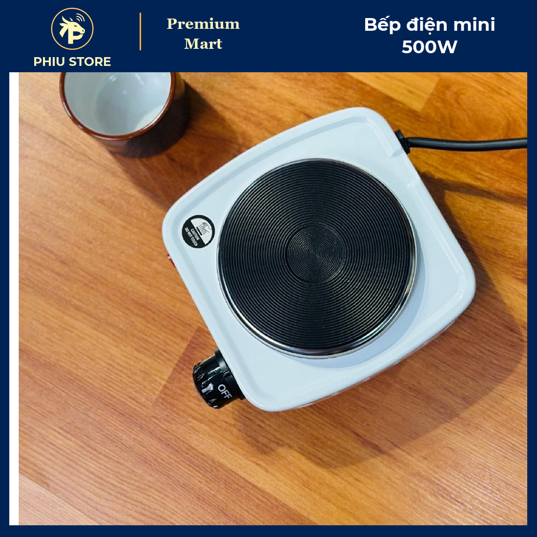 Bếp Điện Mini 500W Đun Nước Pha Trà, Cà Phê, Bình Moka, Nồi Nhỏ Dưới 10 Cm, Núm Xoay Chỉnh Nhiệt - PHIU STORE_thumbnail_3