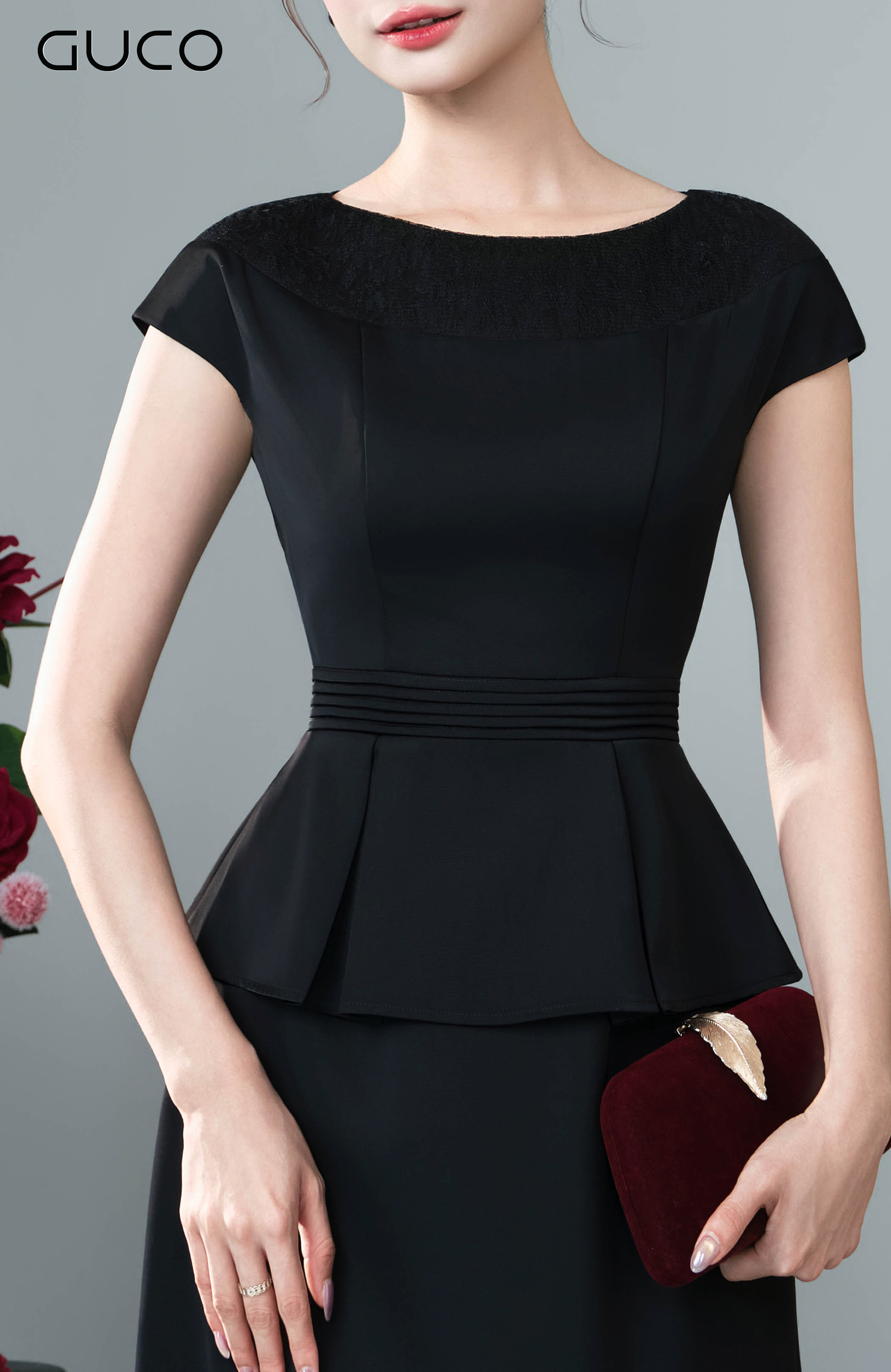 Đầm Dạ Hội Đen Peplum Cổ Phối Xếp Ly - 5297_thumbnail_3