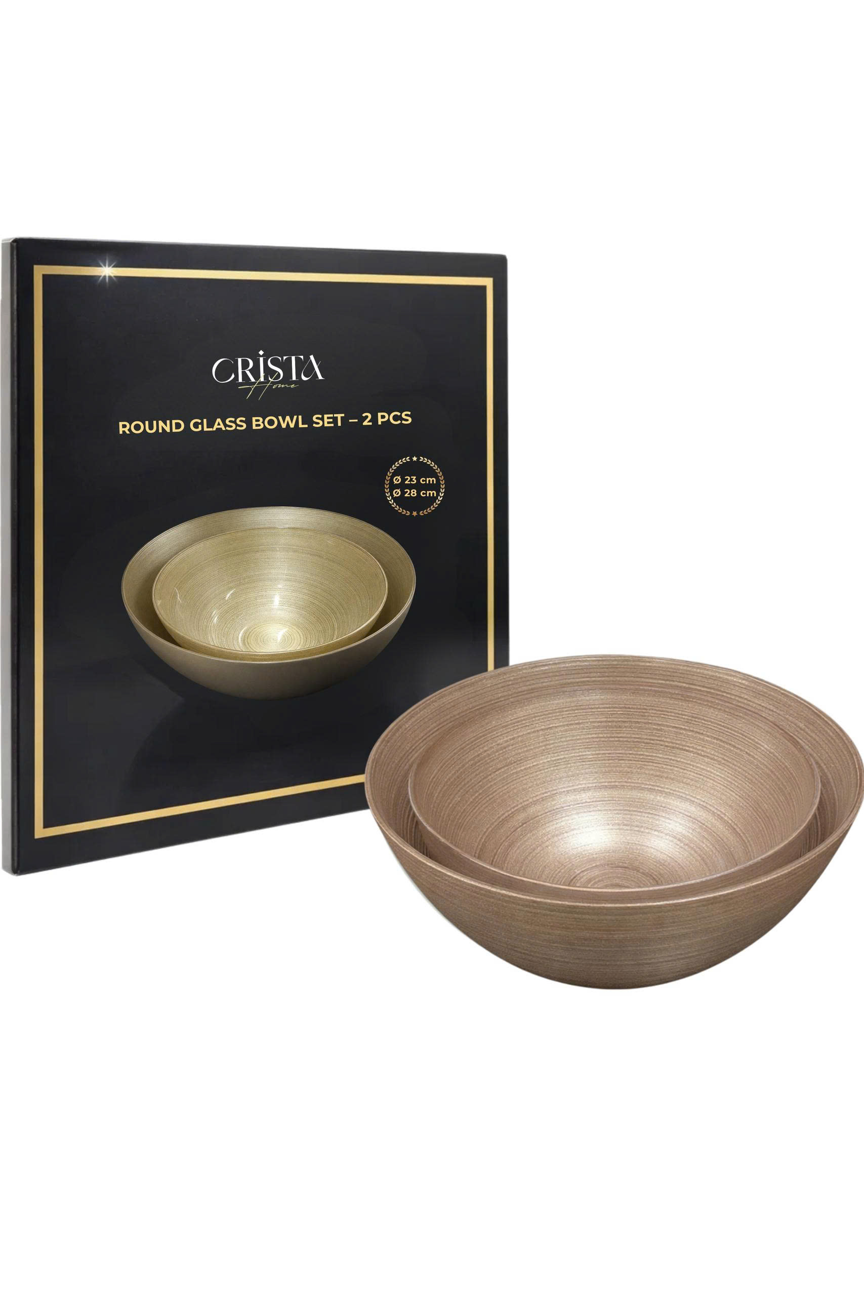Bộ 2 bát thủy tinh CRISTA HOME tròn 4.5 & 2.2L, 60228