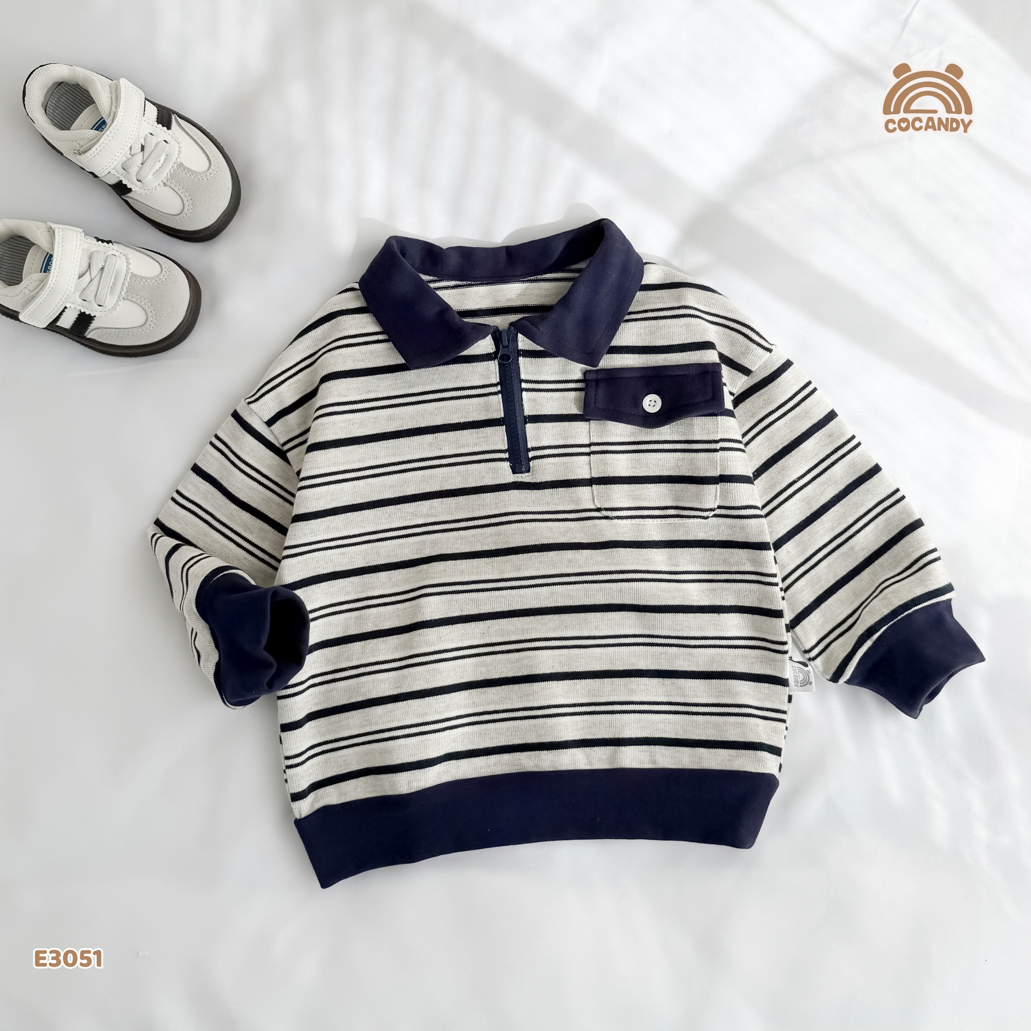 Áo dài kẻ XANH polo ốp hộp_thumbnail_2