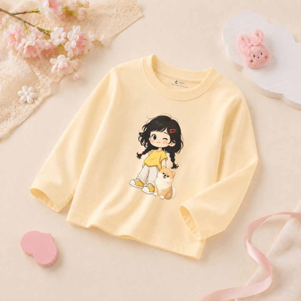 Áo thun dài tay bé gái nhiều hình in cô gái dễ thương - Loza Kids  KT015_thumbnail_5