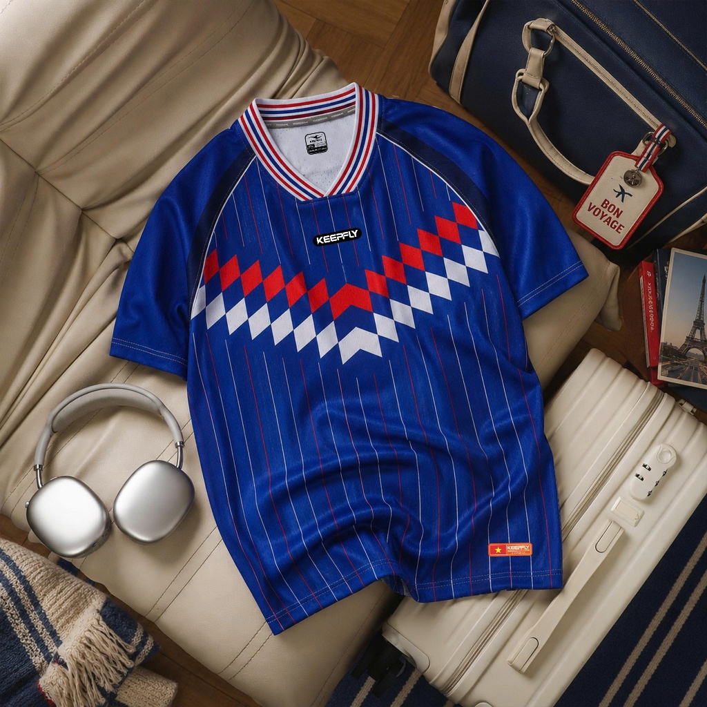 Áo Bóng Đá Keepfly Vintage Jersey Đội Tuyển Vải Mè Sọc Thoáng Khí Thể Thao Đương Đại_thumbnail_3